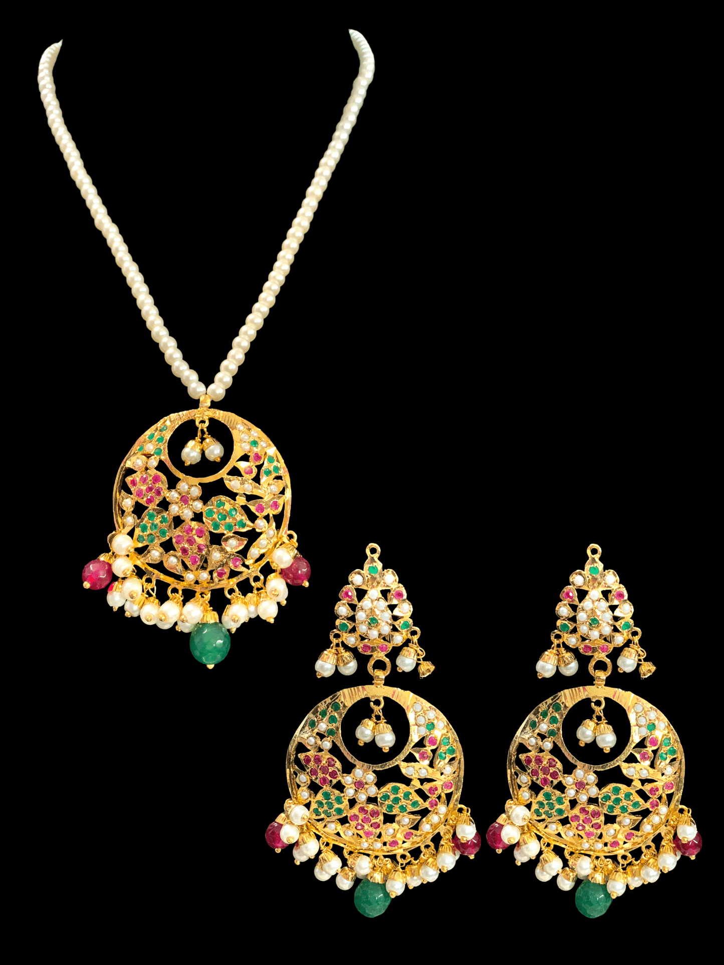 PS445 Naina pendant set ( ruby emerald ) ( READY TO SHIP)