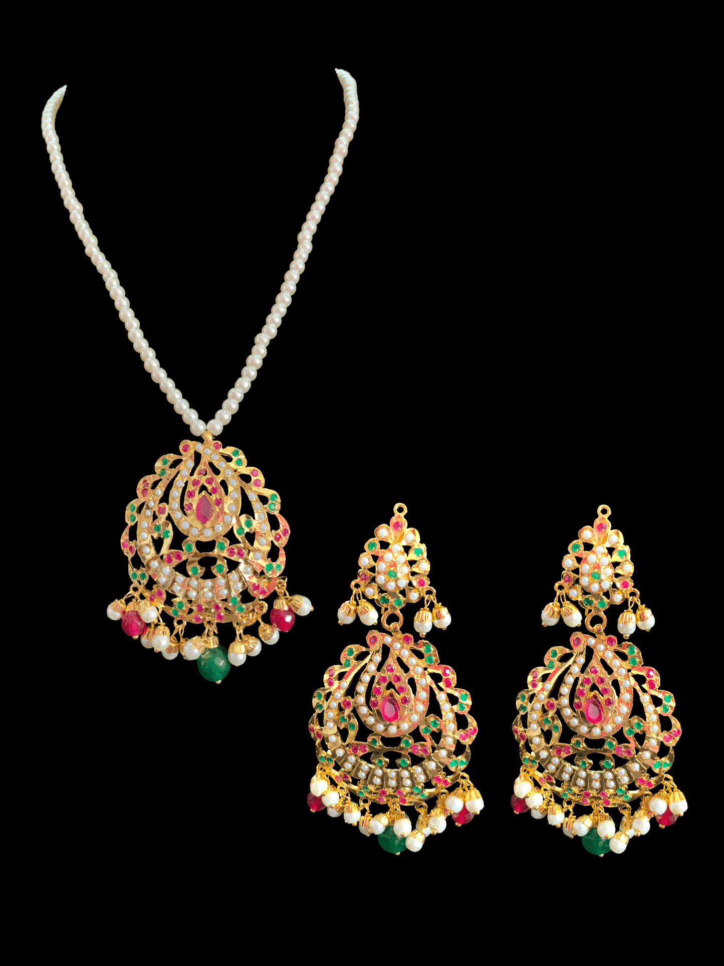PS470 Jadau pendant set in ruby emerald ( READY TO SHIP)