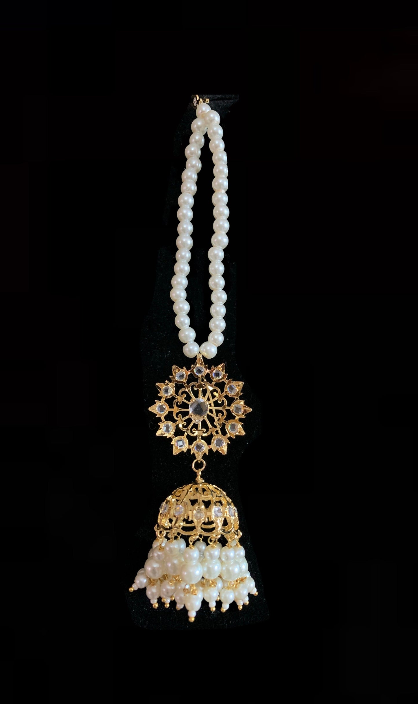 DER193 Karanphool jhumka - pearls ( SHIPS IN 2 WEEKS )