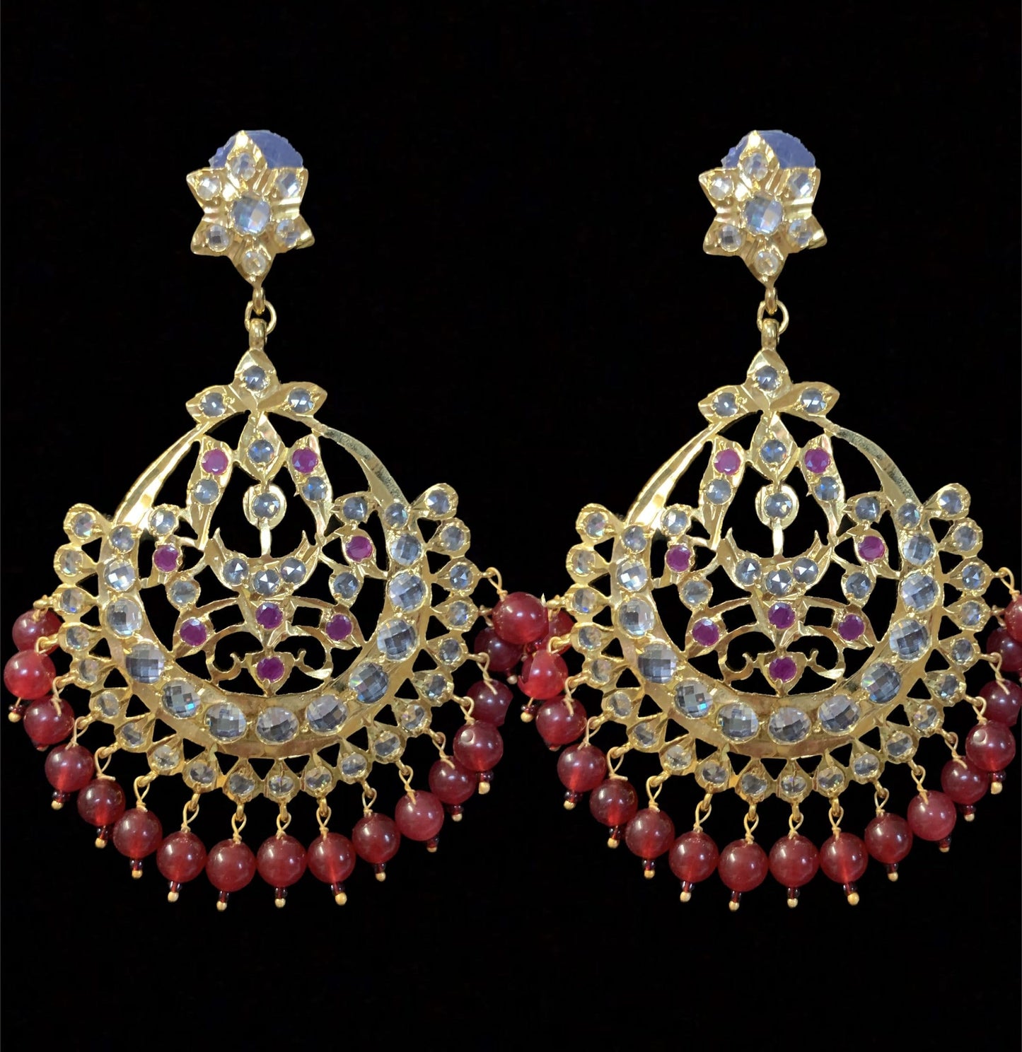 Sehra chandbali in red ( SHIPS IN 4 WEEKS )