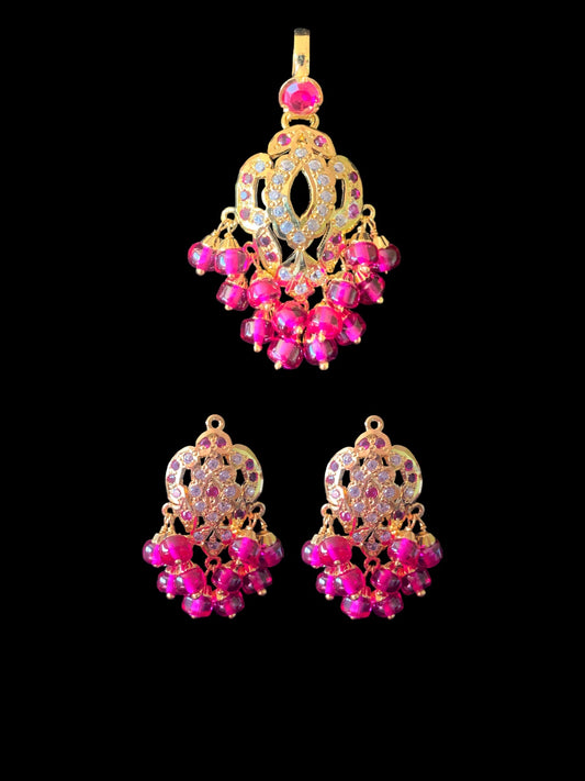 Ruby Zircon Gold-Plated Silver Pendant Set ( READY TO SHIP )