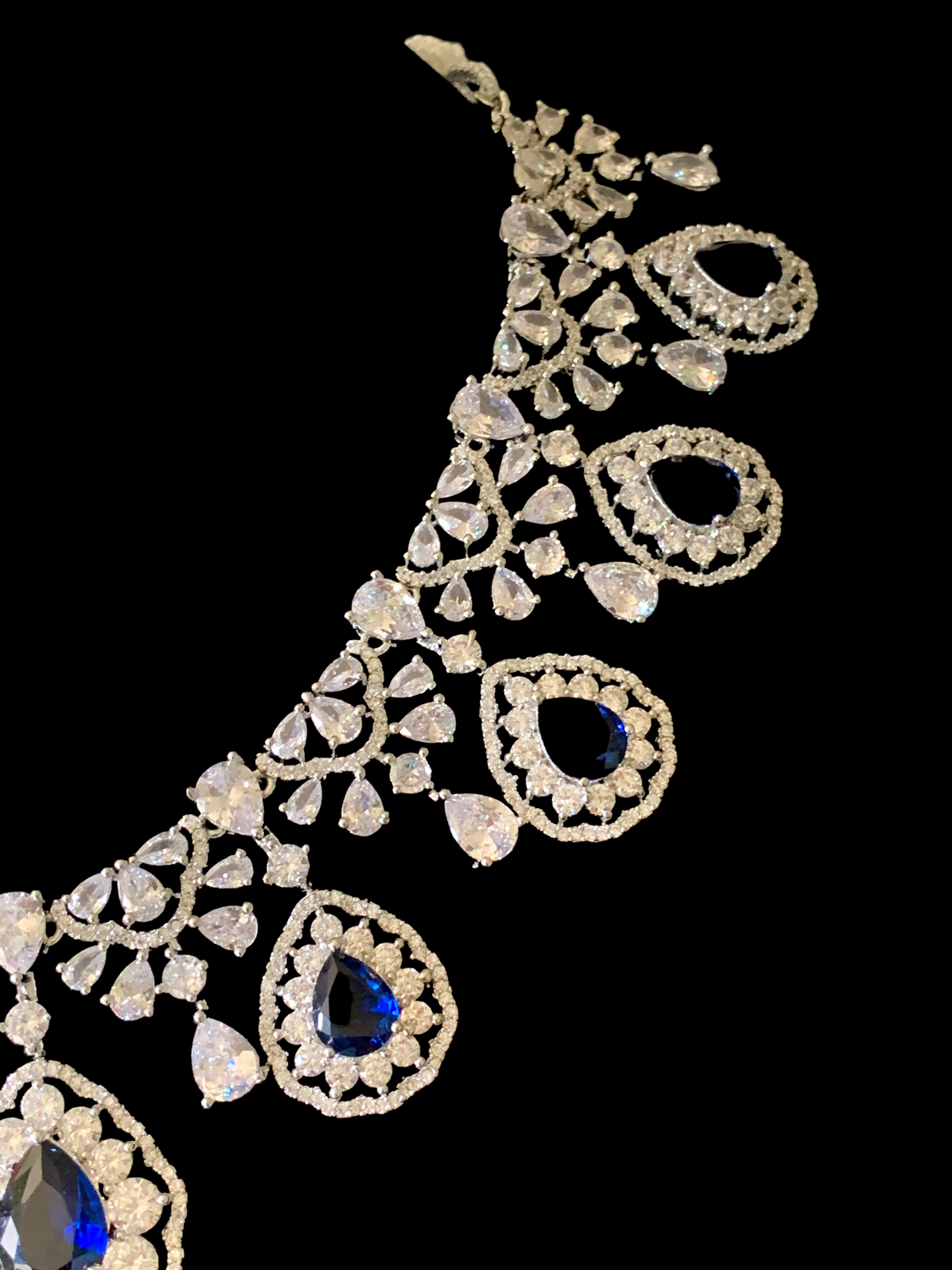 BR97 Cz necklace set - sapphire ( READY TO SHIP )