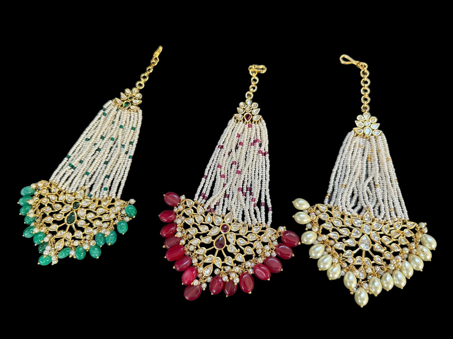 DJHR84 Gold plated high quality Polki jhoomar ( READY TO SHIP )