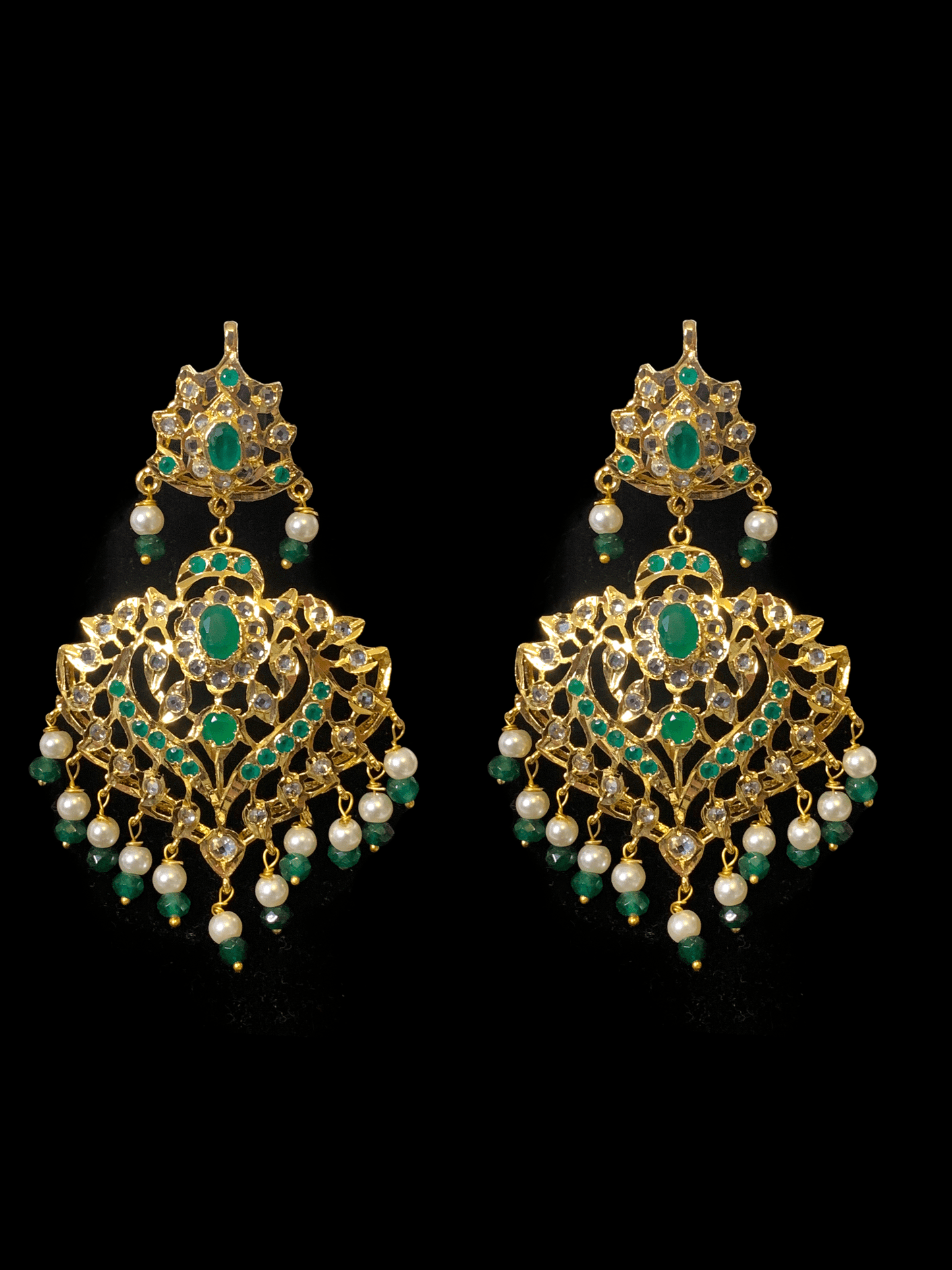LN145 Kajal long emerald necklace set -( SHIPS IN 2 WEEK )