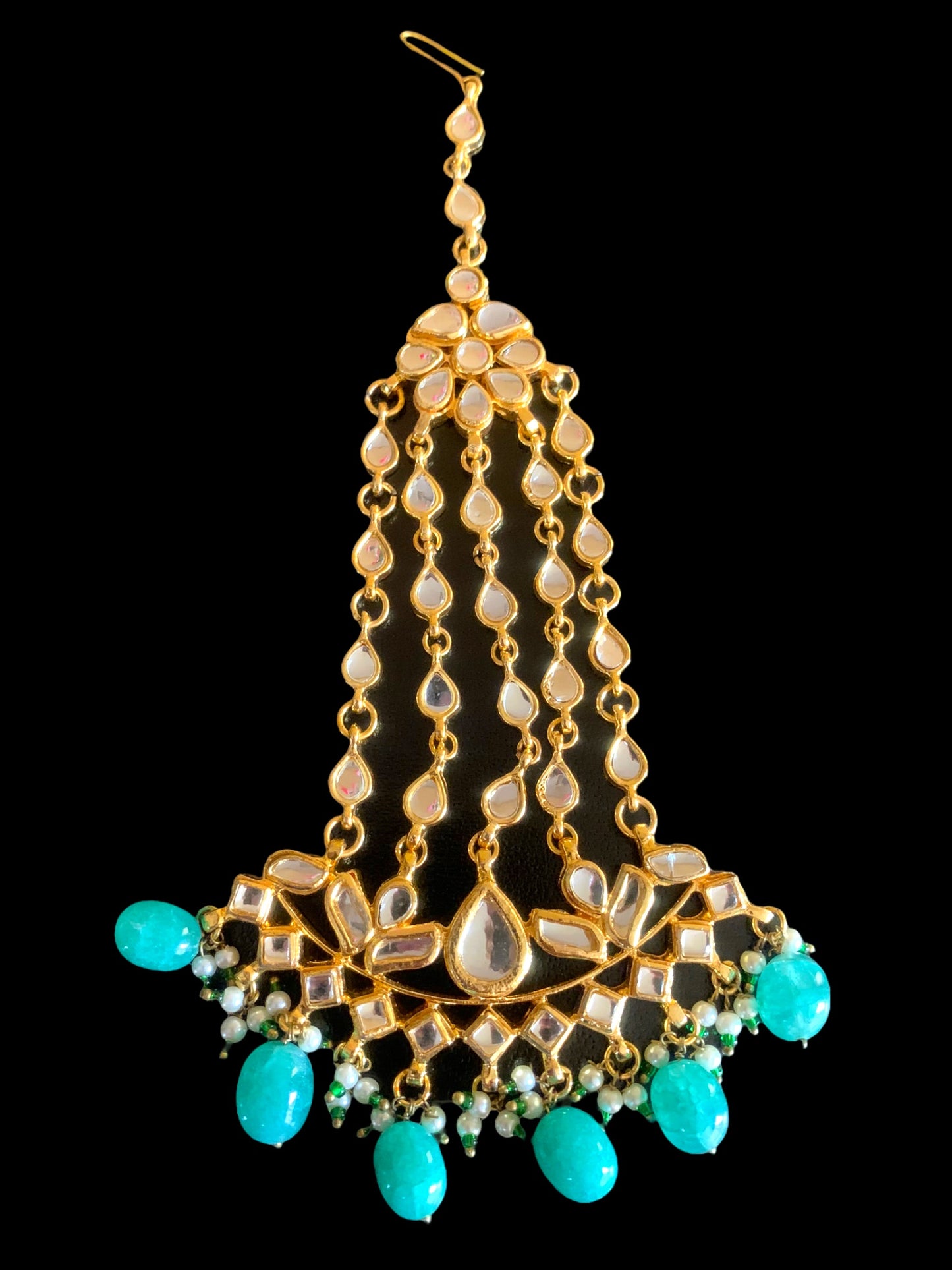 DJHR64 Mantra kundan tika in green ( READY TO SHIP)
