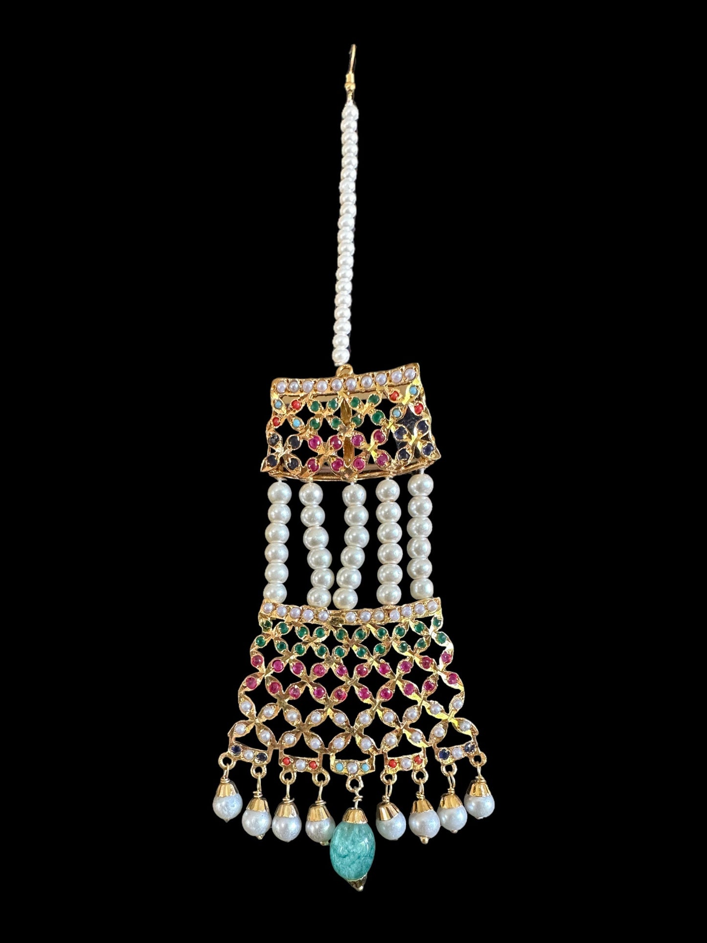 NS517 multicolor jadau necklace with earrings tika ( READY TO SHIP )