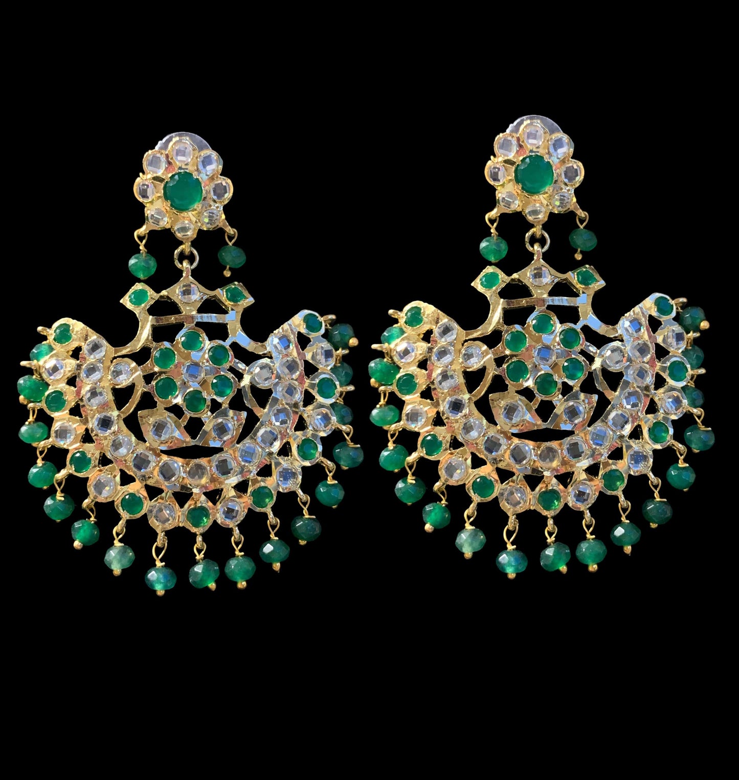 Saha chandbali tika in emeralds ( READY TO SHIP )