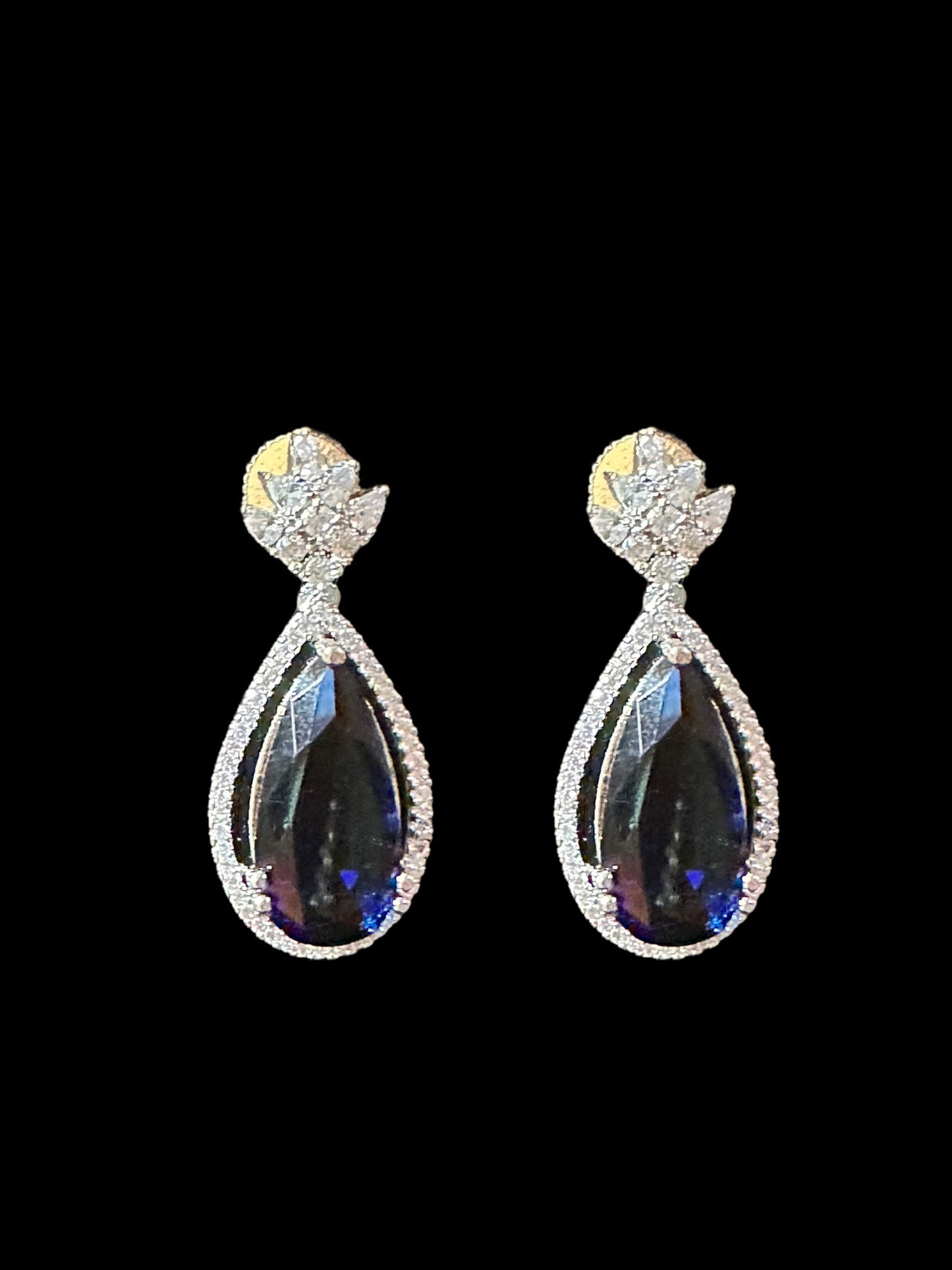 PS350 silver plated Cz pendant set- blue (READY TO SHIP)