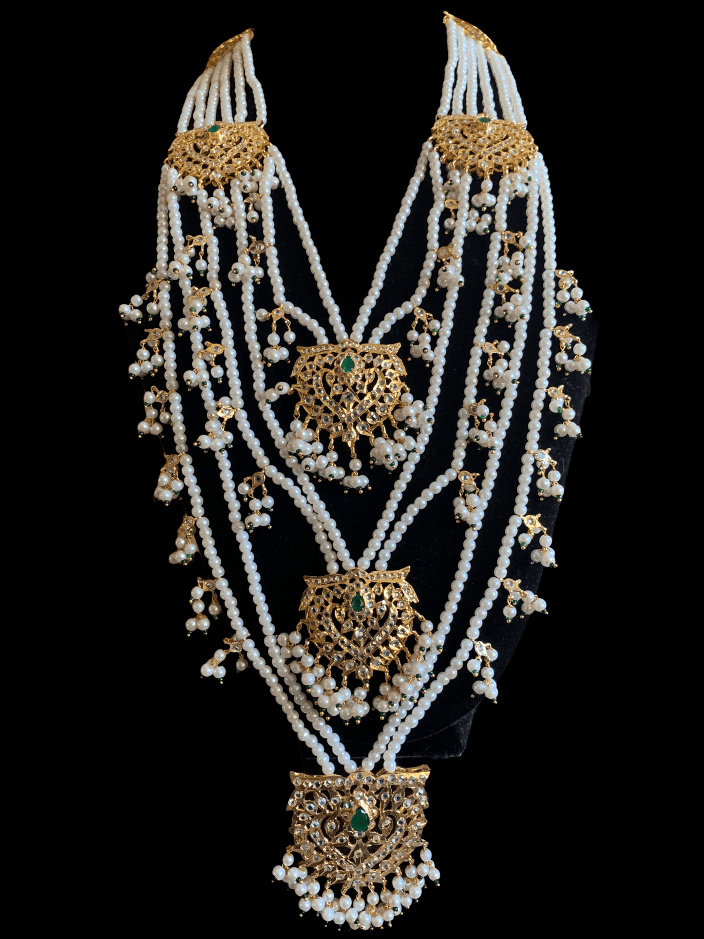 SAT62 Maahi bridal Hyderabadi three layered necklace with earrings ( READY TO SHIP )
