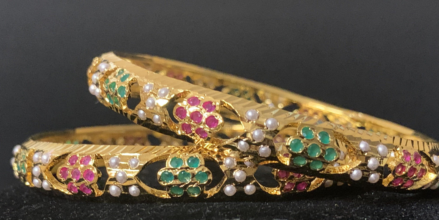 B94 Shama ruby emerald bangles ( READY TO SHIP )