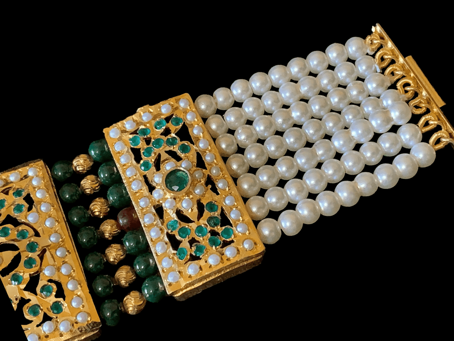 B64 Saira jadau bracelet in green ( READY TO SHIP )