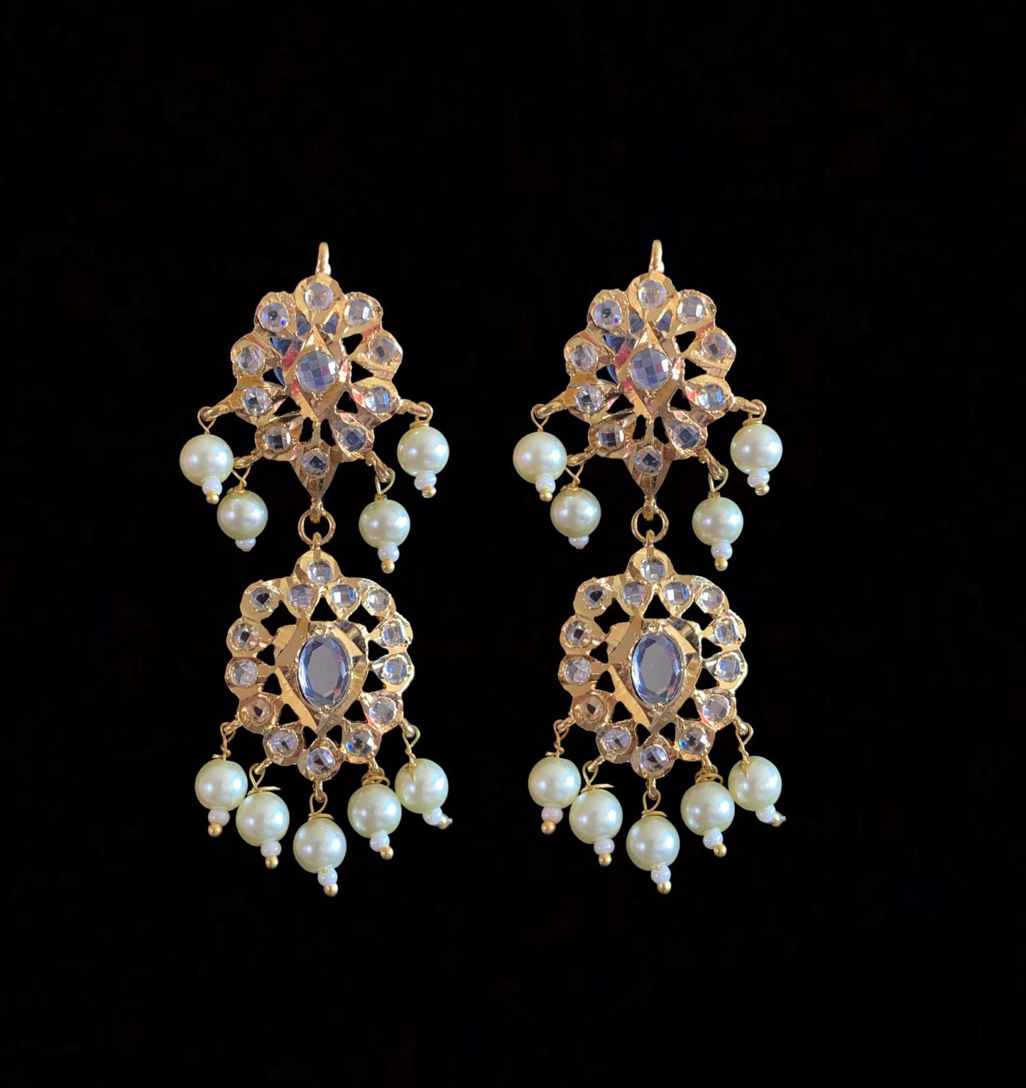 NS205 Ila nizami mango style bridal necklace with earrings in pearls (SHIPS IN 2 WEEKS )