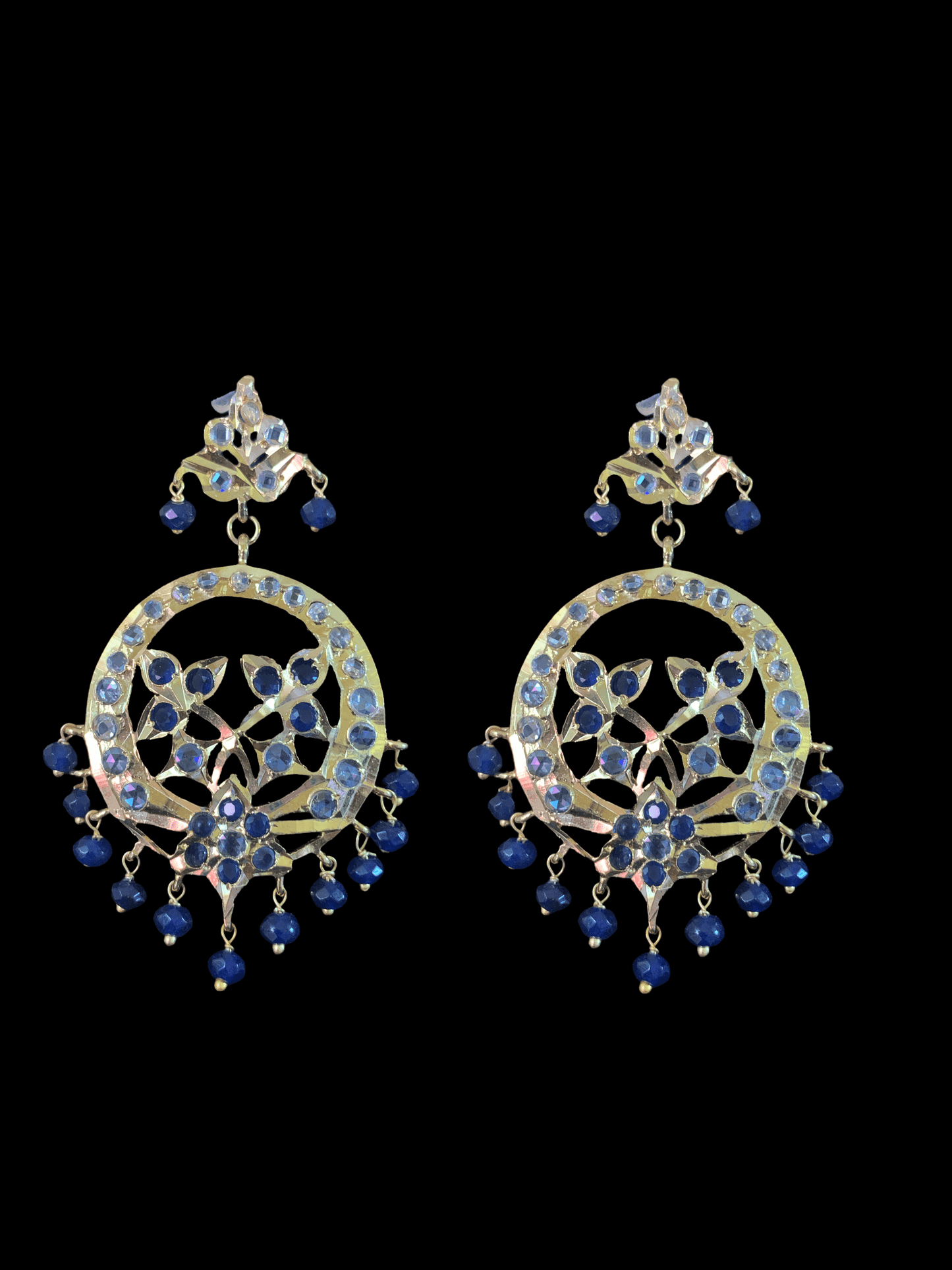 DER123 Esha Hyderabadi chandbali in blue ( SHIPS IN 4 WEEKS )