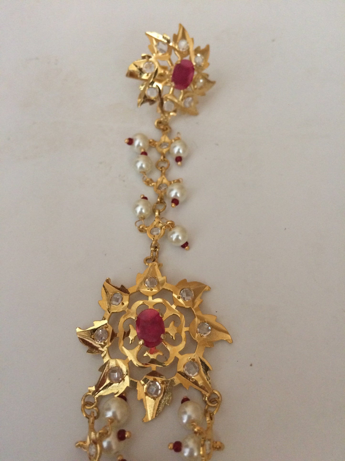 HP5 Nihala Hyderabadi haath Phool in rubies (READY TO SHIP )