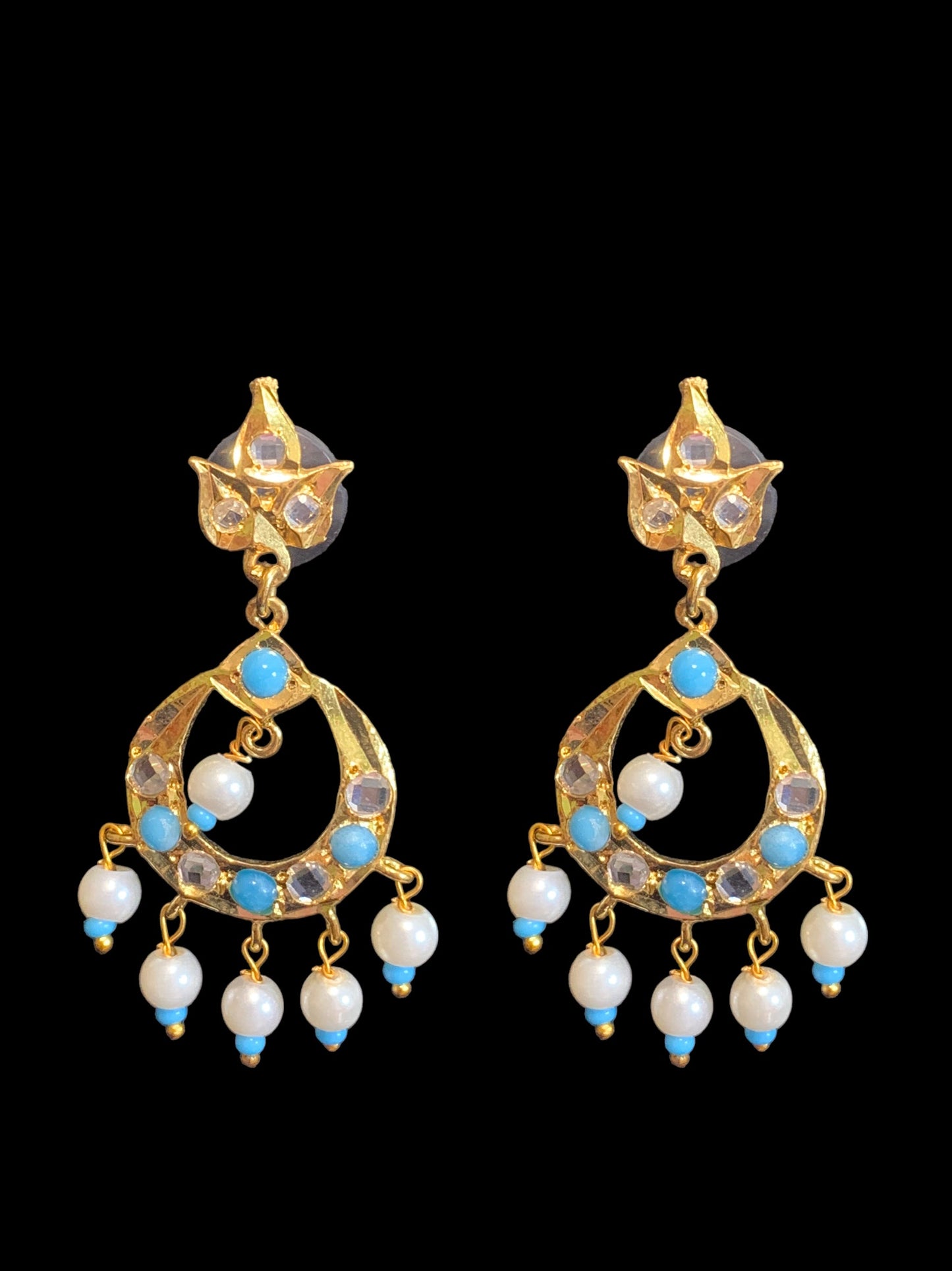 DER403 Neda chandbali in feroza ( READY TO SHIP)