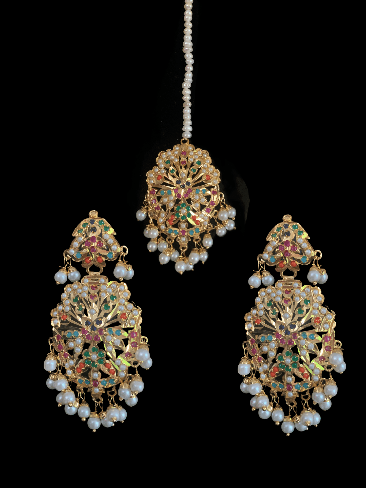 LN208 punjabi Jadau Rani haar in fresh water pearls ( READY TO SHIP )