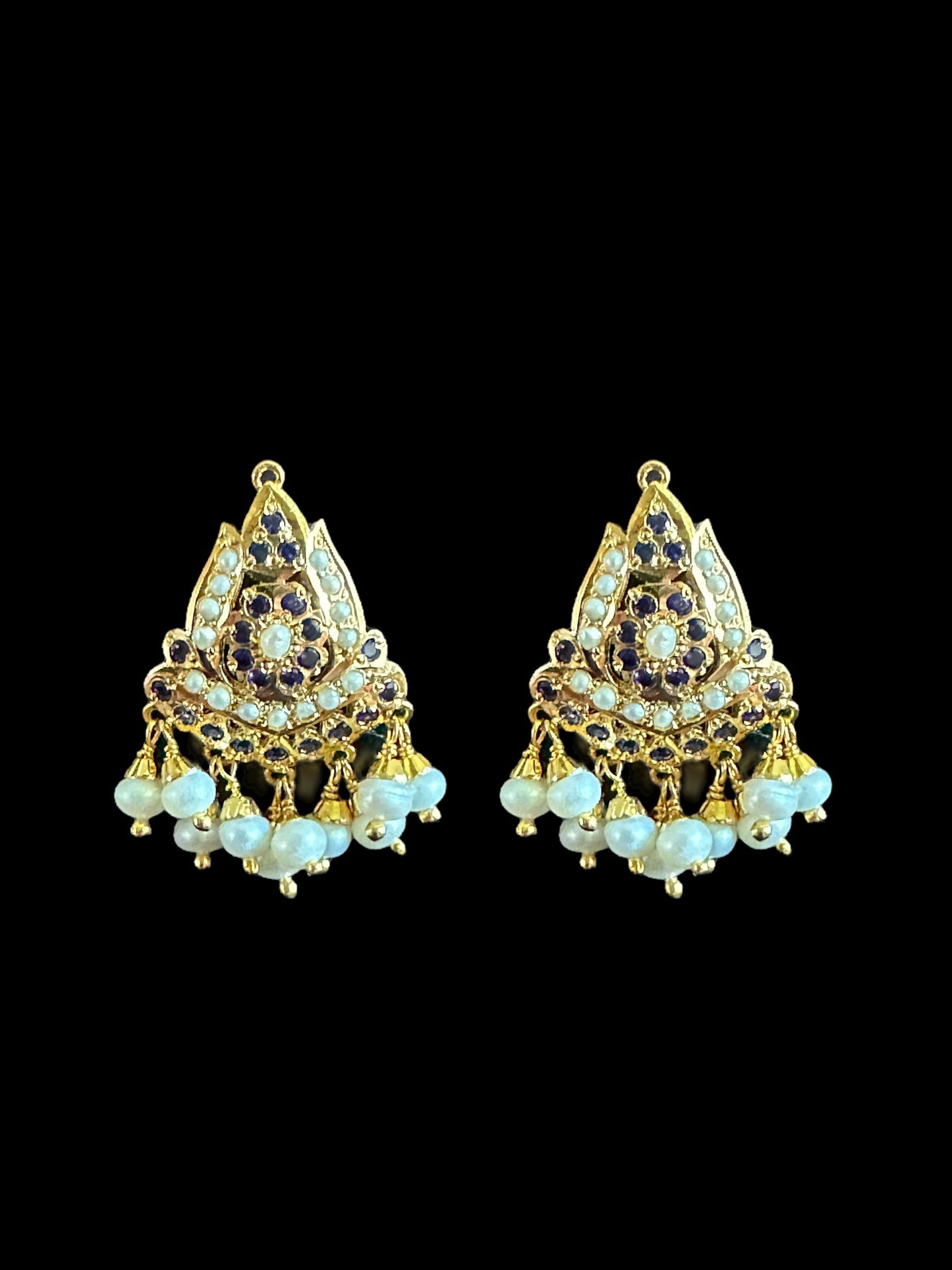 Sapphire with Fresh water pearl gold plated silver pendant set ( SHIPS IN 4 WEEKS )