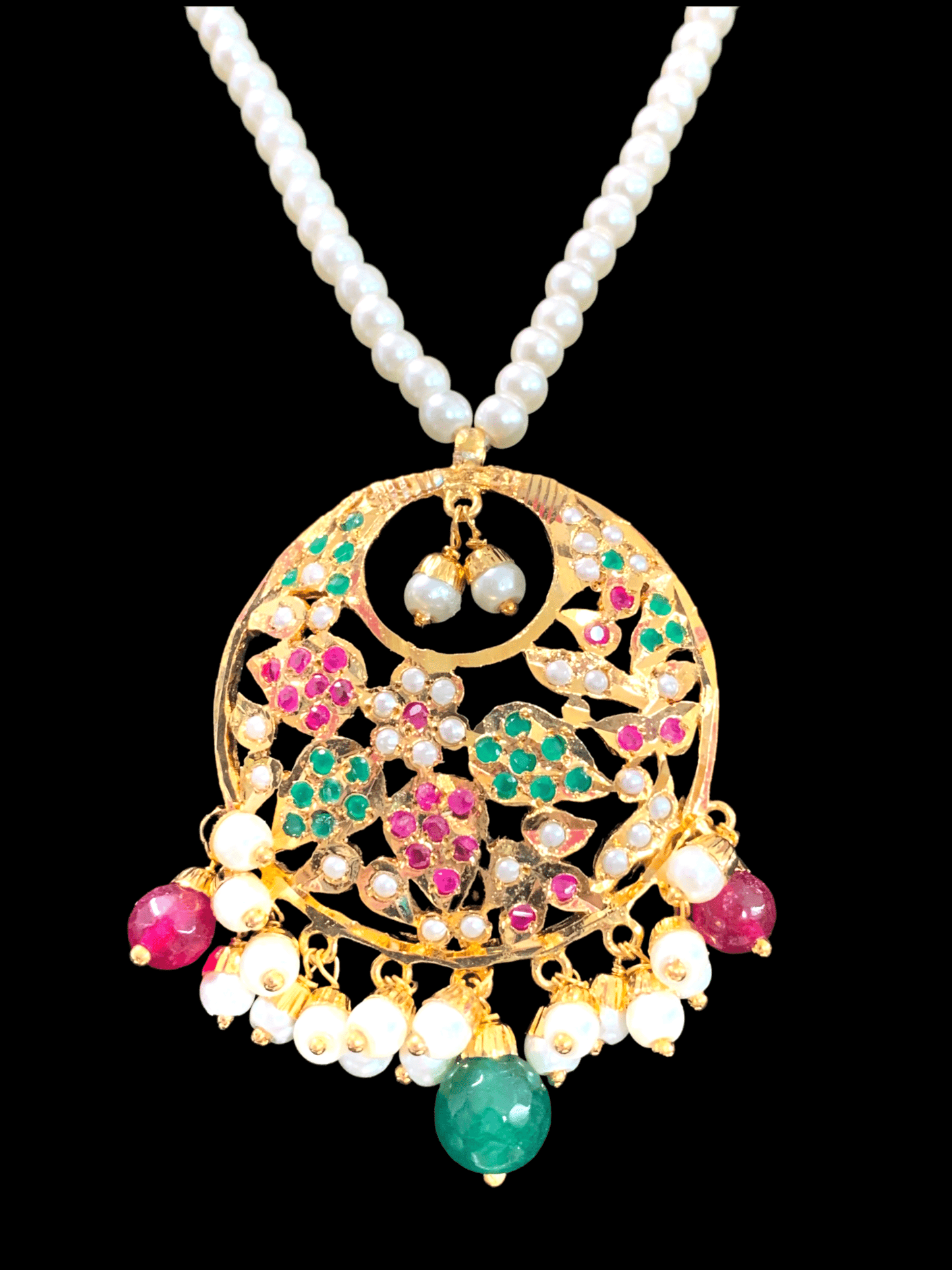 PS445 Naina pendant set ( ruby emerald ) ( READY TO SHIP)