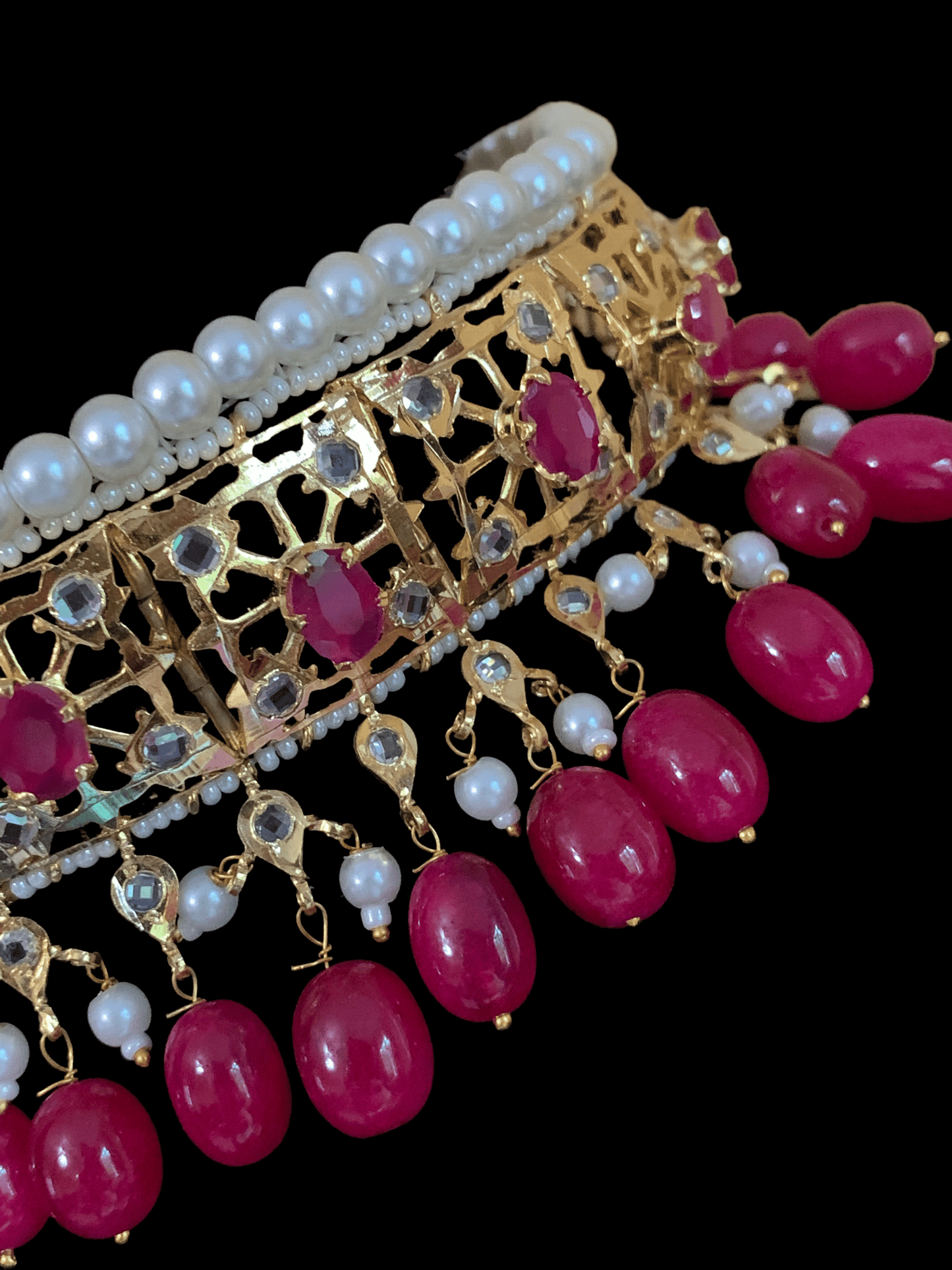 C109 Insia jadavi lacha in ruby beads (READY TO SHIP )
