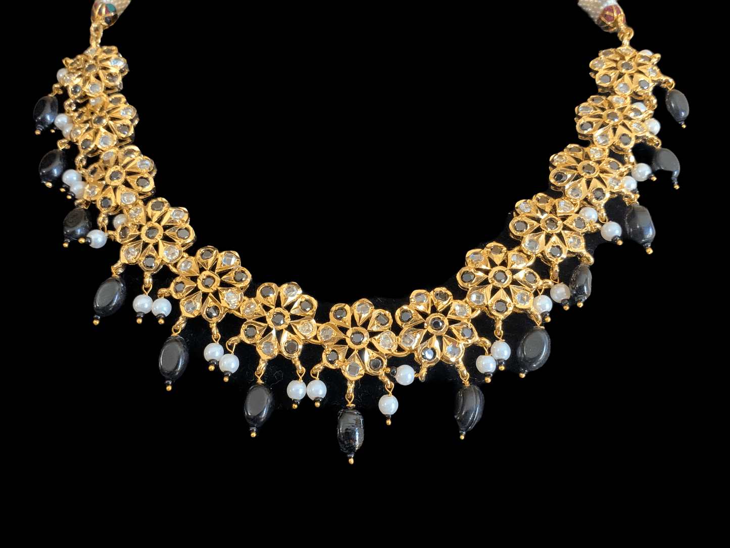 NS192 Malavika necklace set in black ( READY TO SHIP )