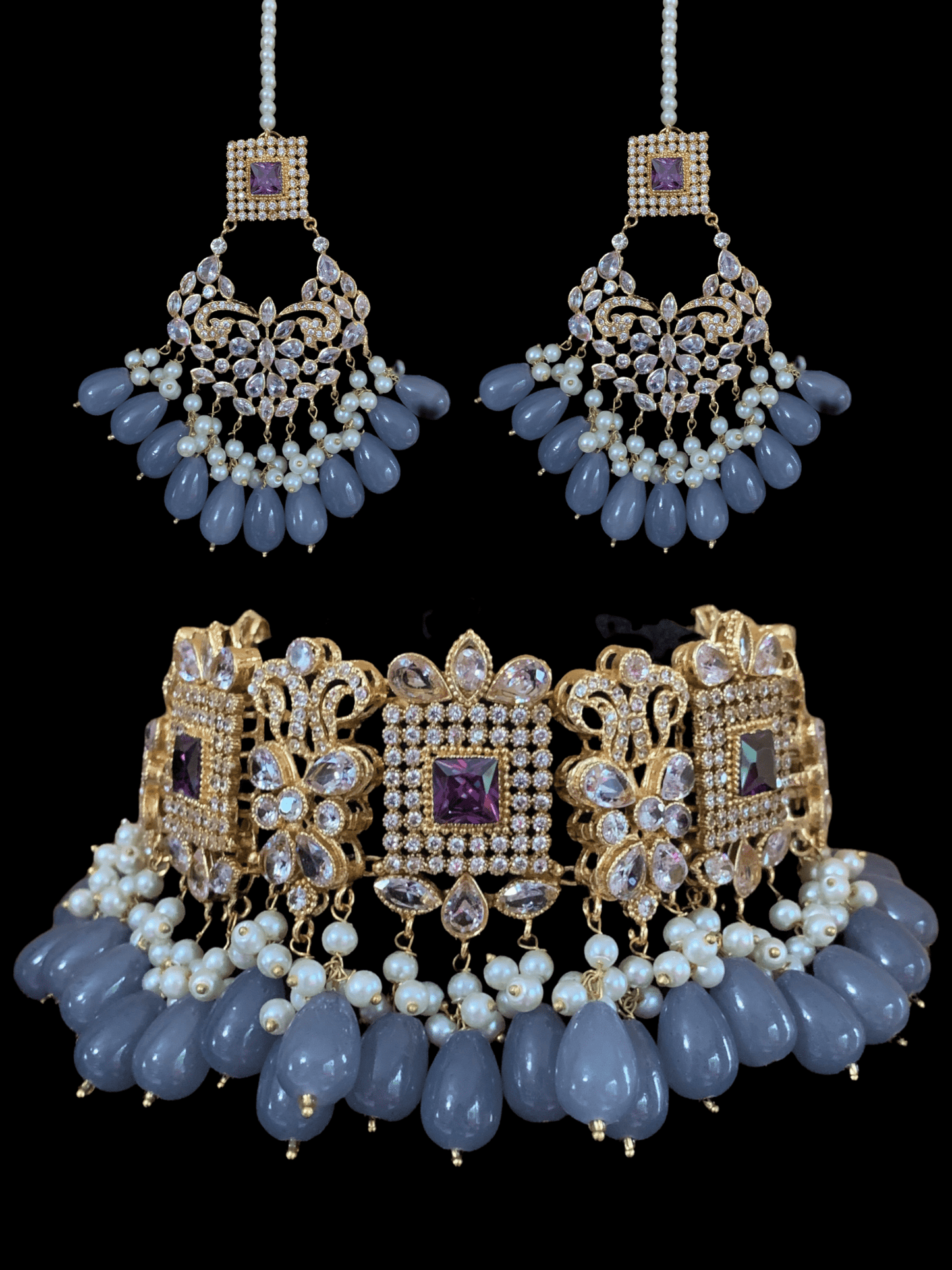 BR51 Aima  choker set (amethyst) (SHIPS IN 3 WEEKS )