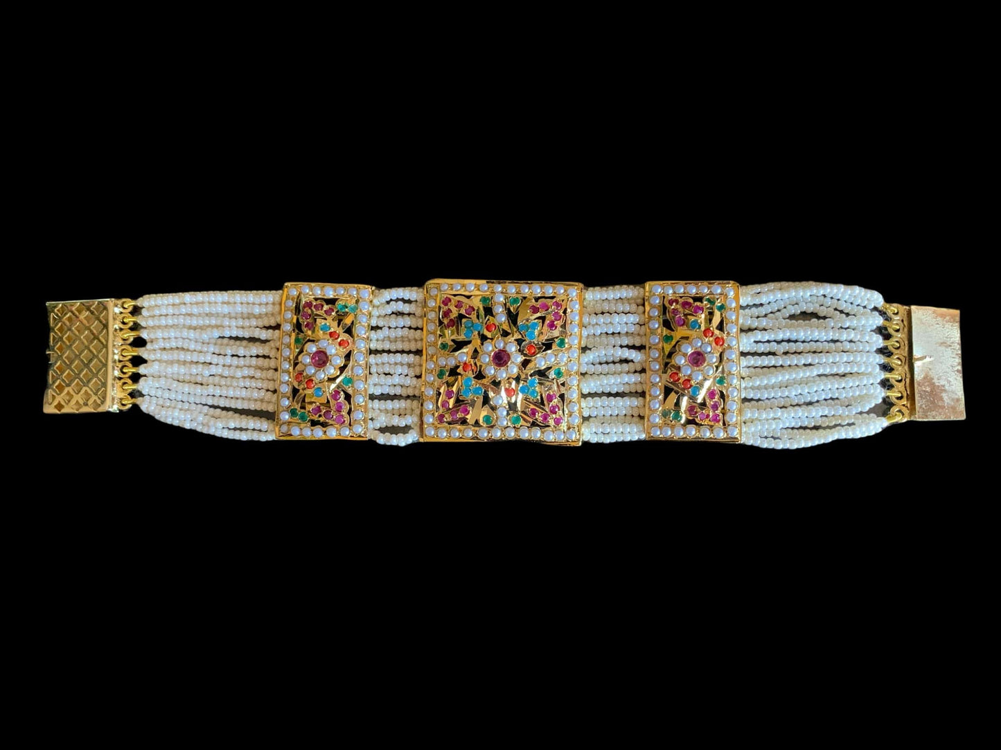 B76 Verdah jadau bracelet in Navratan ( SHIPS IN 3 WEEKS )