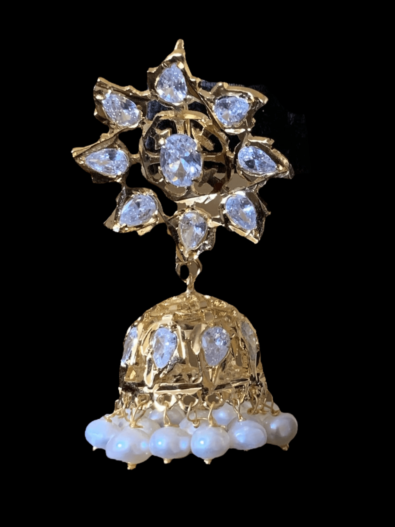 DER306 Evelyn Karanphool jhumka ( pearls ) READY TO SHIP