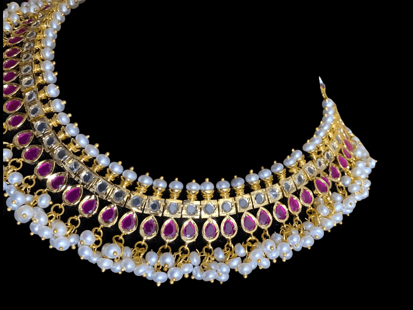 NS330 Faiza necklace set in fresh water pearls (READY TO SHIP) )