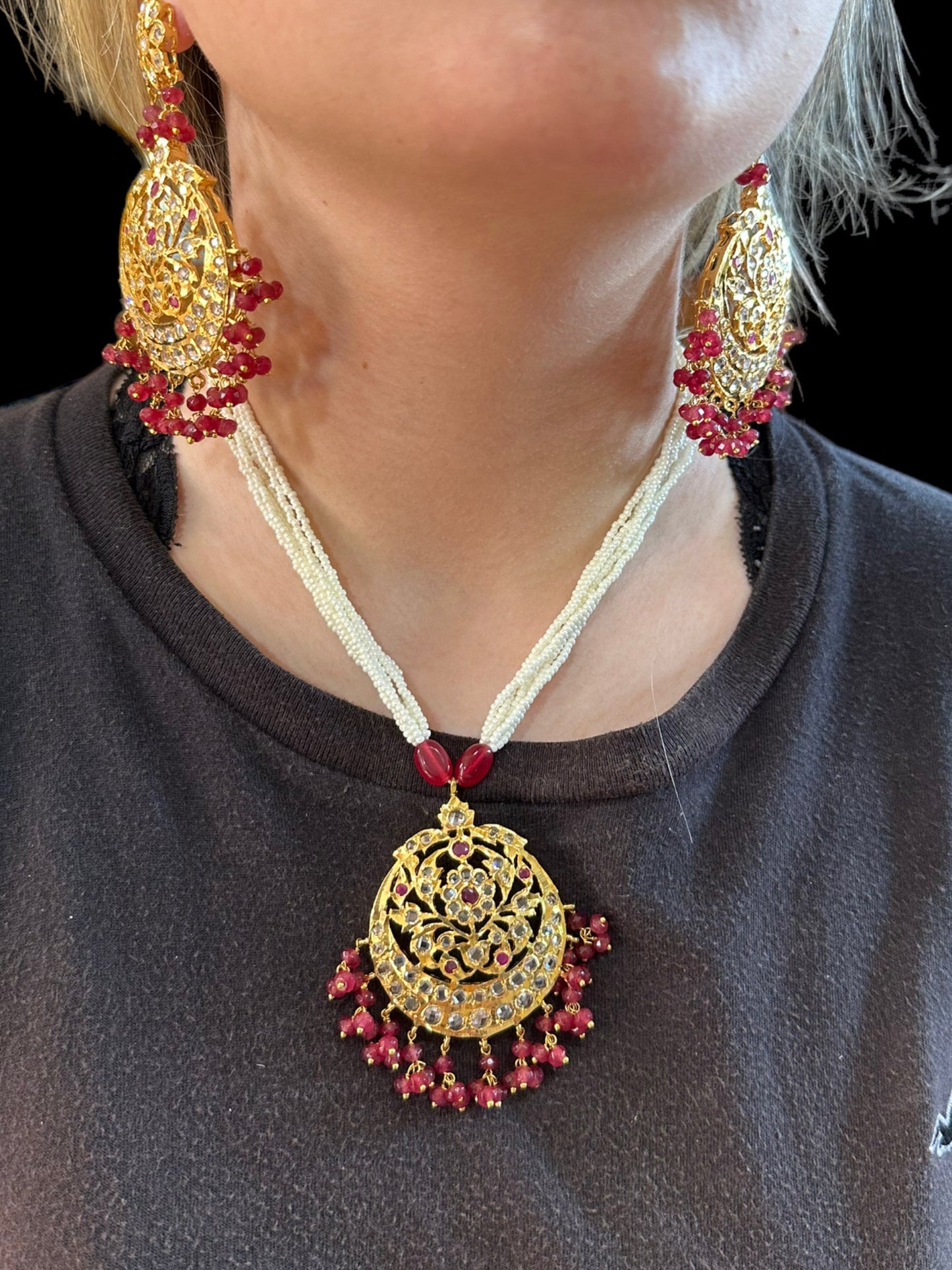 Romana pendant set in rubies ( READY TO SHIP )