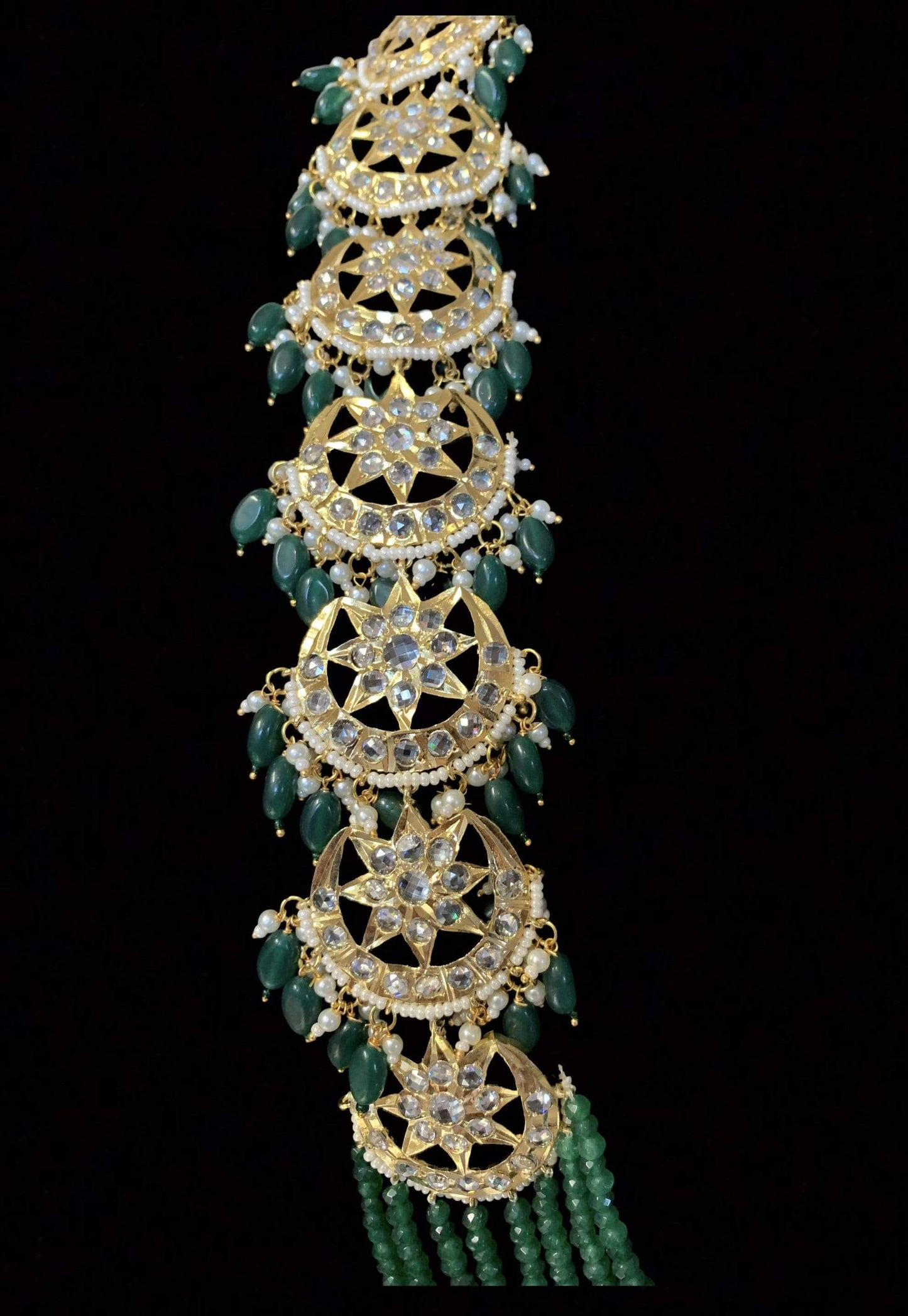 LN82 Darika Multi brooch necklace set ( GREEN ) ( SHIPS IN 4 WEEKS )
