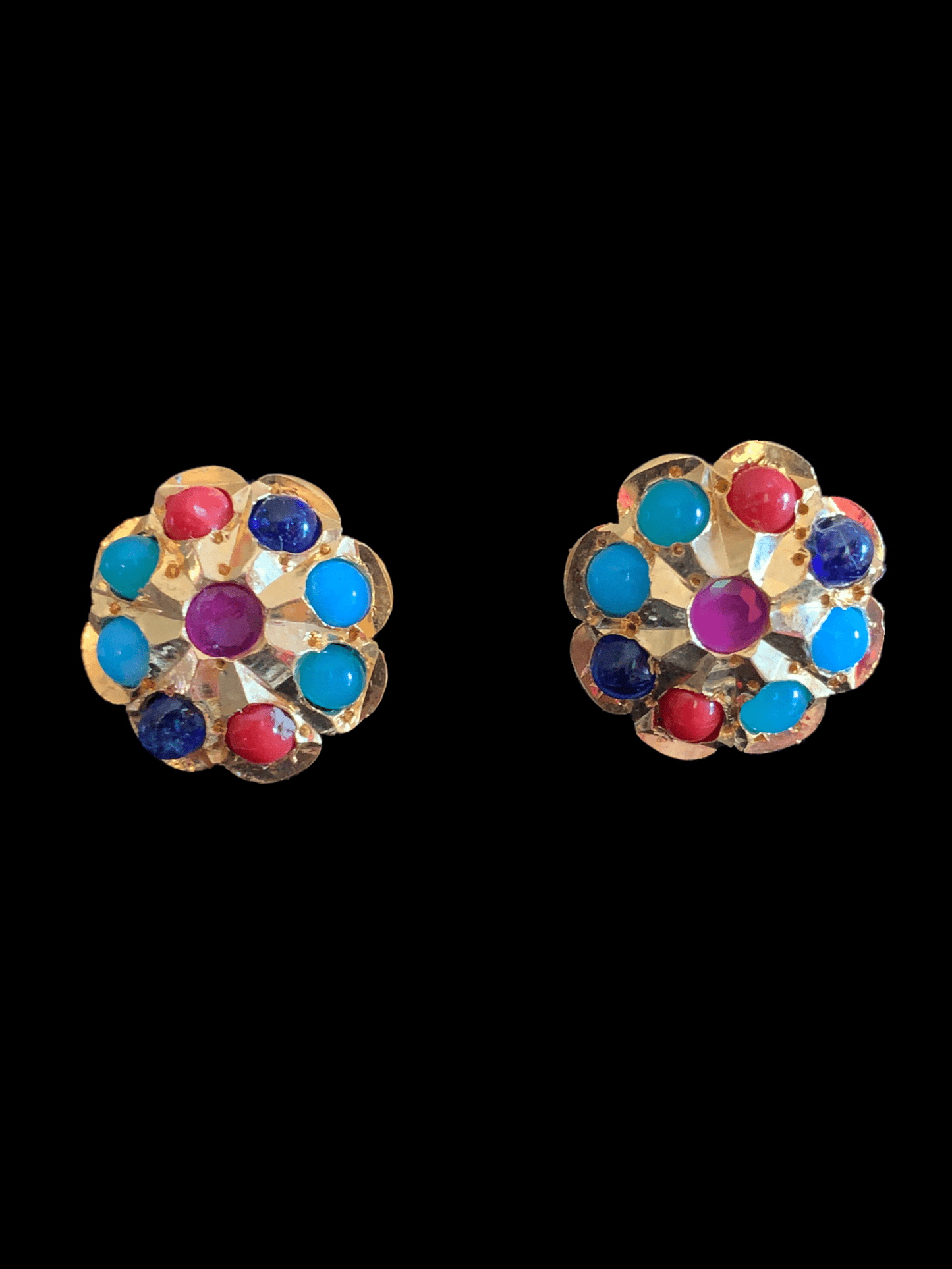 PS367 Sara hyderabadi flower pendant set in Navratan (READY TO SHIP )