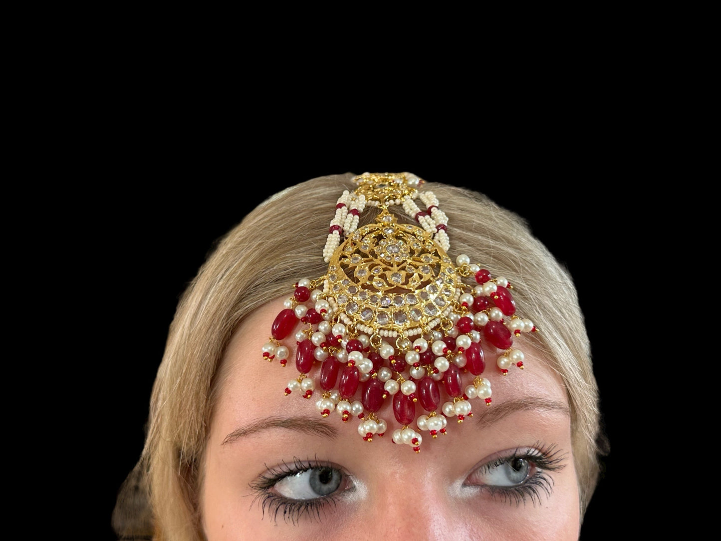 Romana earrings tika in rubies ( READY TO SHIP )