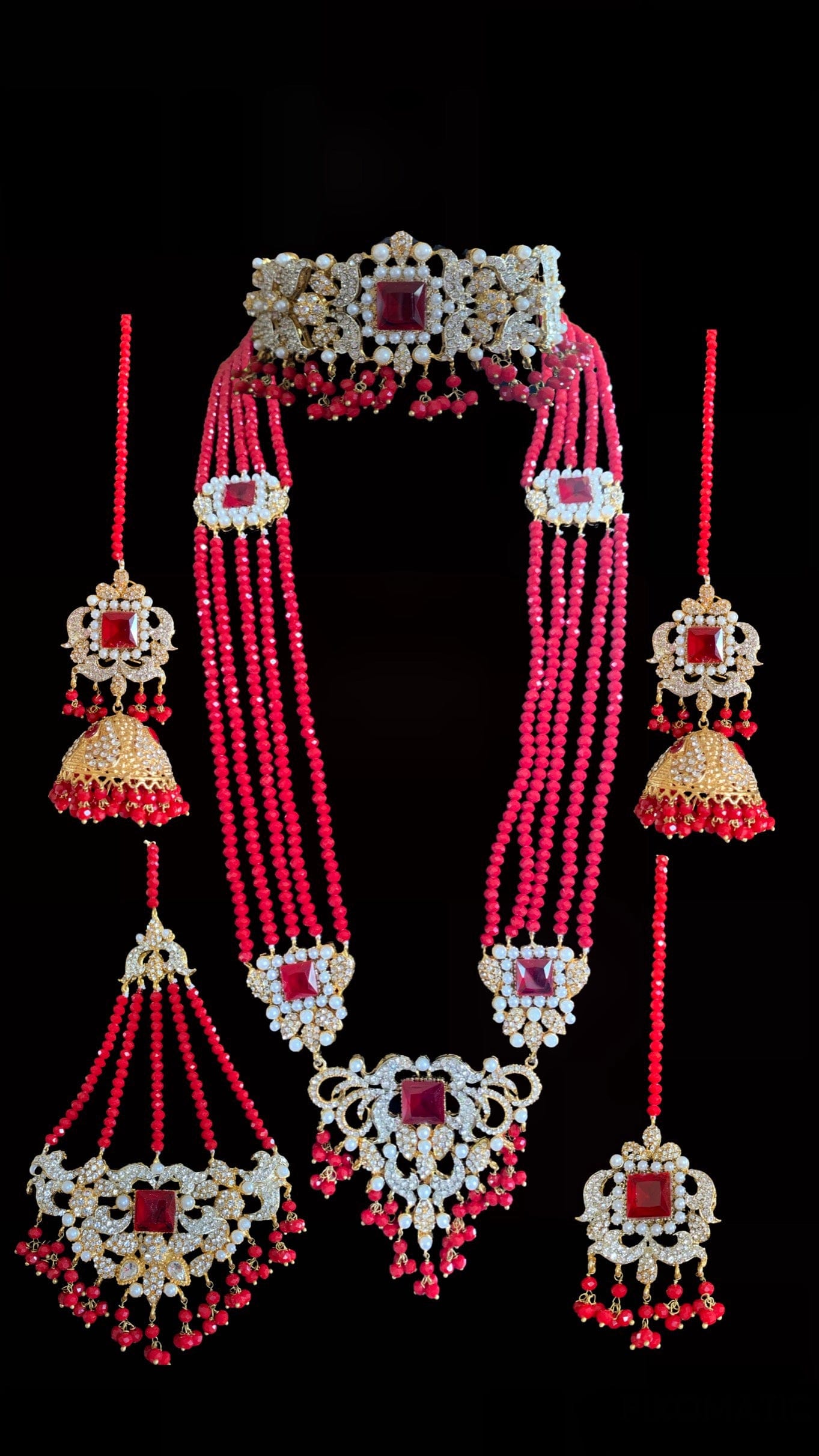 BR21 Anisa pakistani bridal set- ruby (READY TO SHIP )