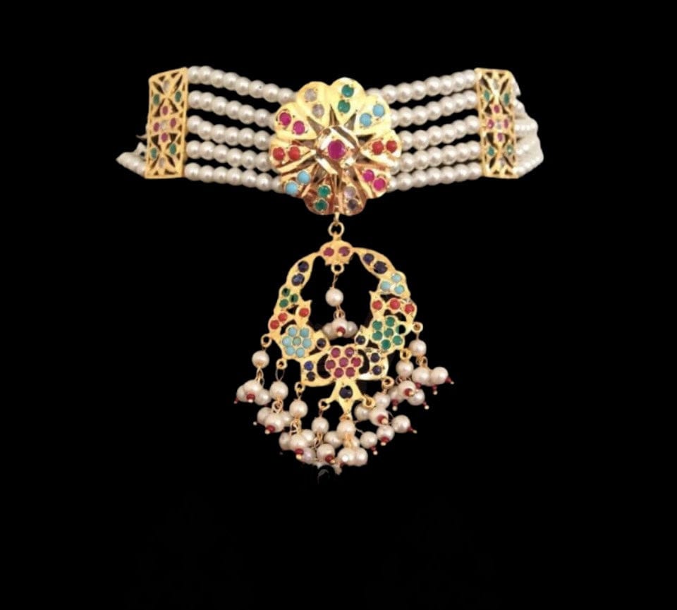 C100 Madhuri navratan choker set ( READY TO SHIP )