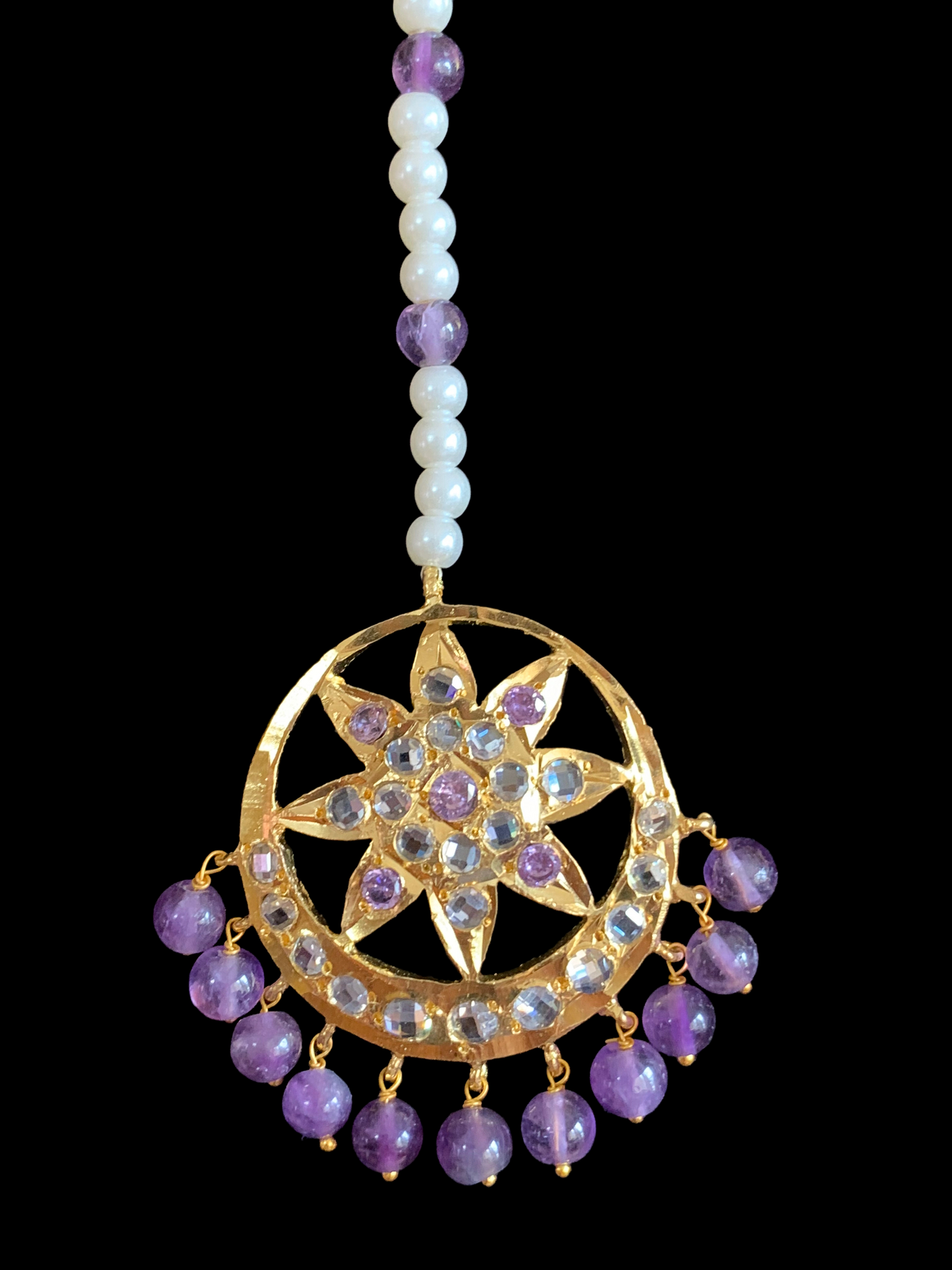 DJTK161 Akbari tika in purple beads (READY TO SHIP)