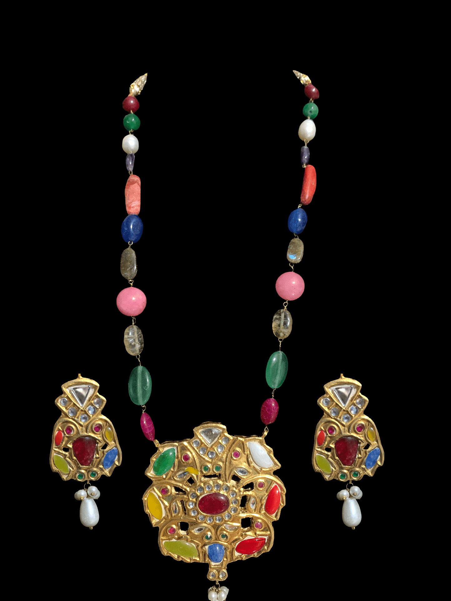 PS477 Navratan pendant set ( READY TO SHIP )