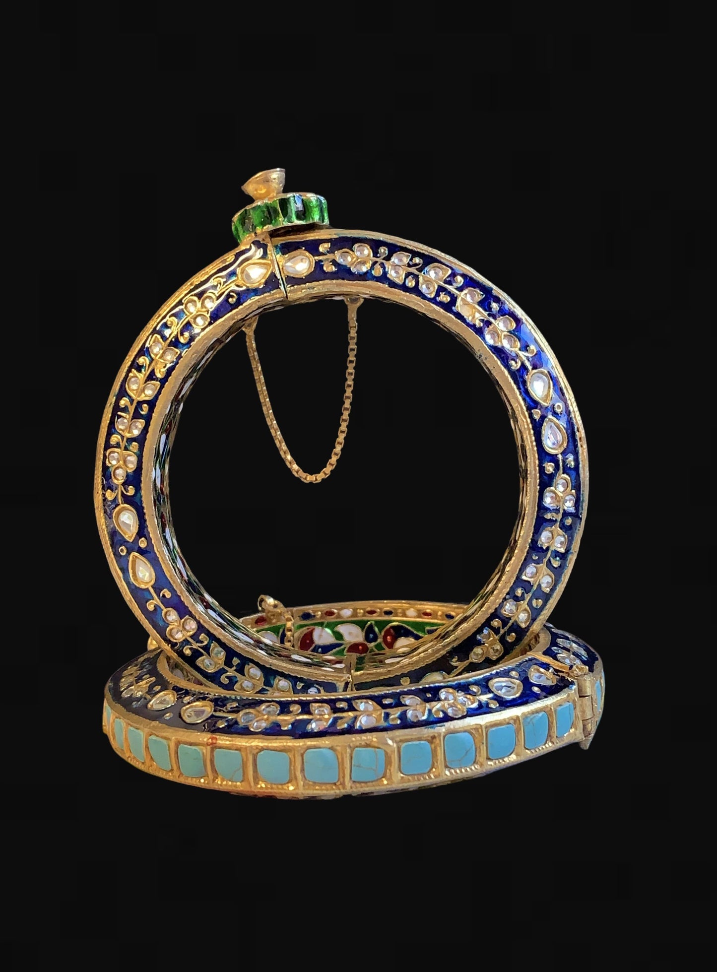 B320 Zeba kundan meenakari bangles ( SHIPS IN 2 WEEKS )
