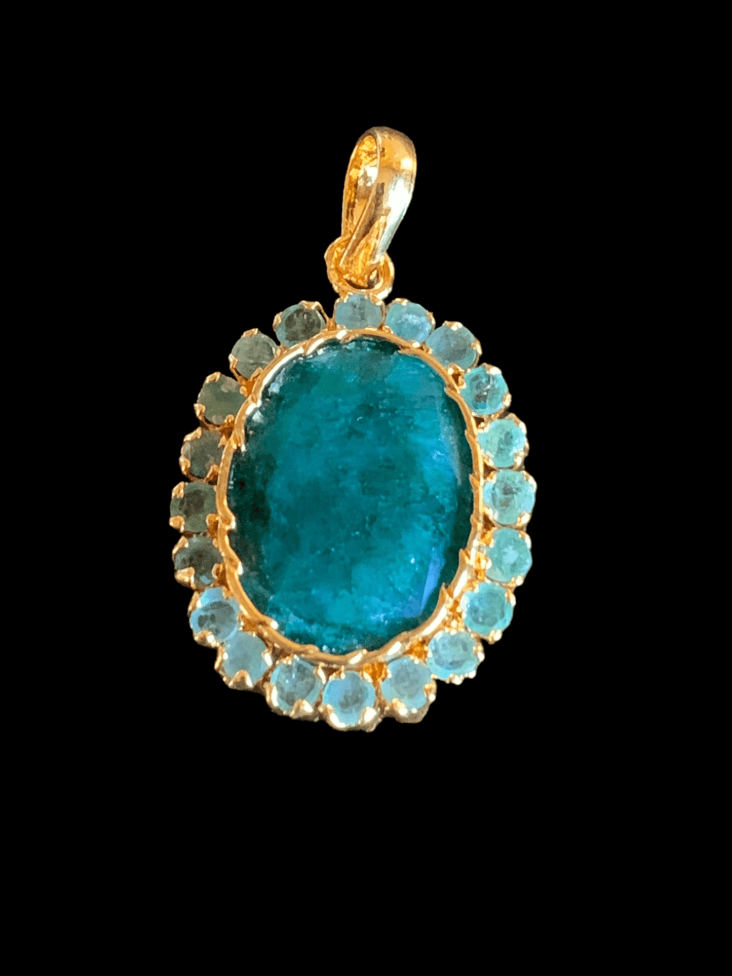 PS459 Pendant set with emerald ( READY TO SHIP )