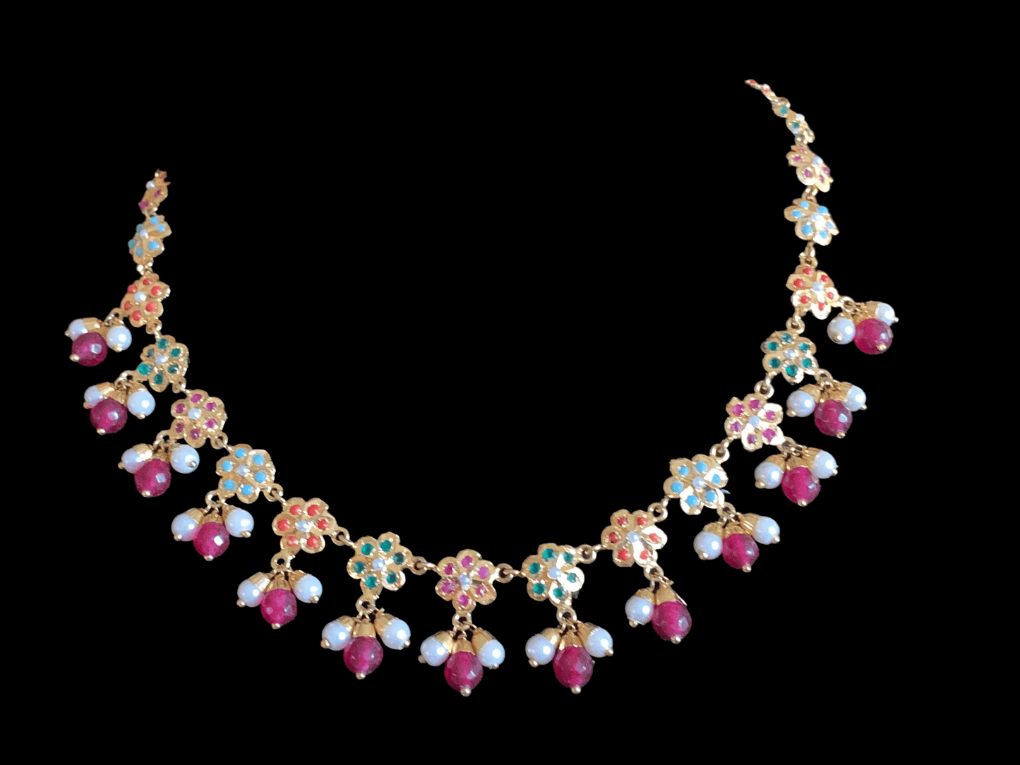 NS328 Alea punjabi Jadau necklace set - navratan (SHIPS IN 4 WEEKS )