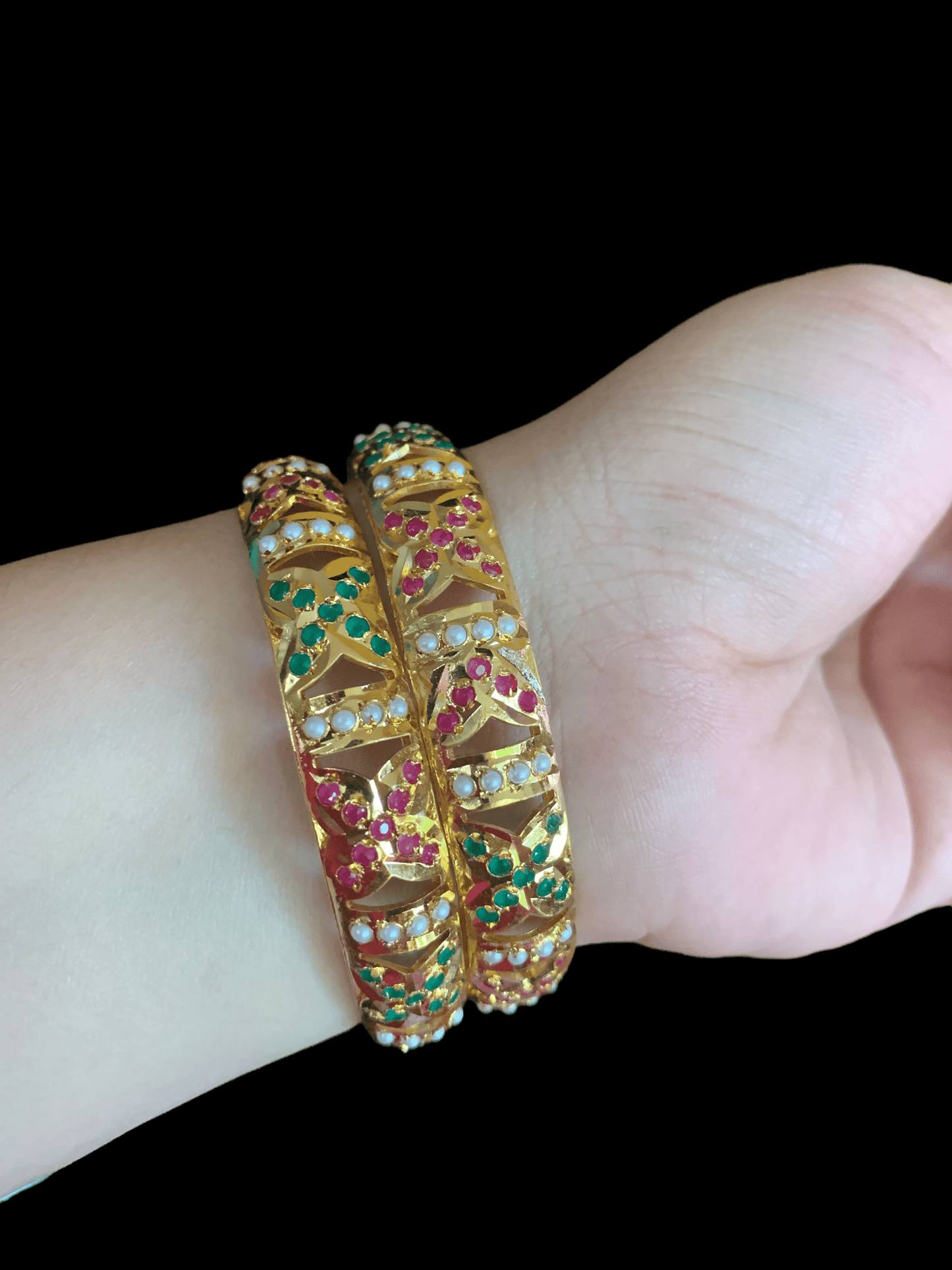 B22 SHAZMA JADAU BANGLES - ruby emerald (READY TO SHIP)