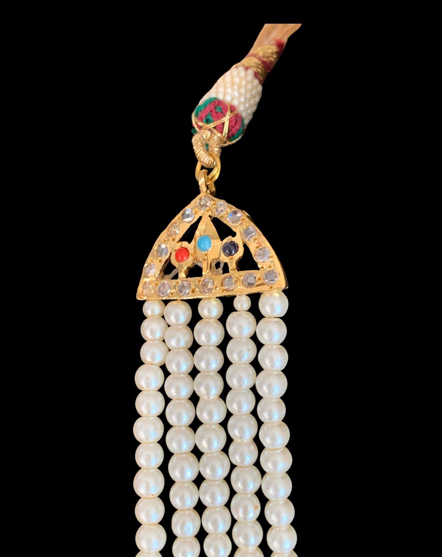 LN46 Ramia navratan rani haar with earrings( READY TO SHIP )