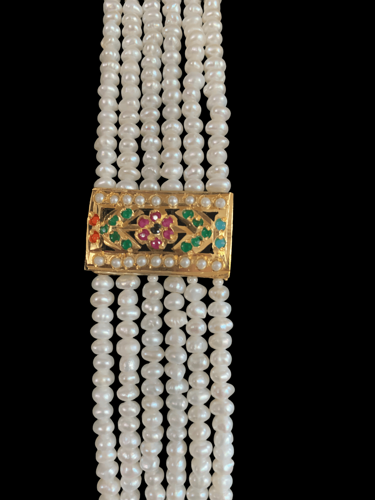 LN208 punjabi Jadau Rani haar in fresh water pearls ( READY TO SHIP )