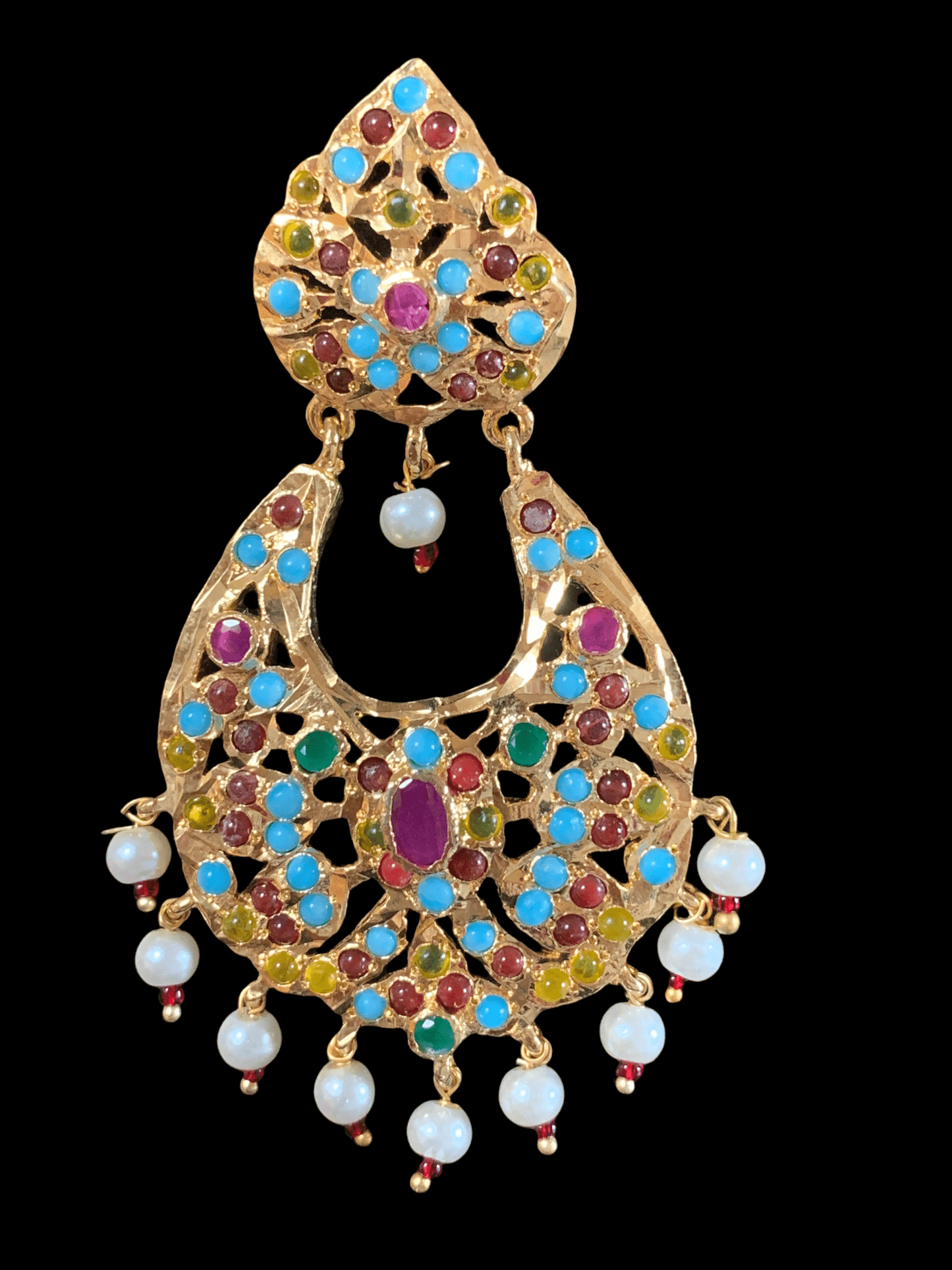 Panchi high quality Hyderabadi chandbali in multicolor DER33 ( READY TO SHIP) )