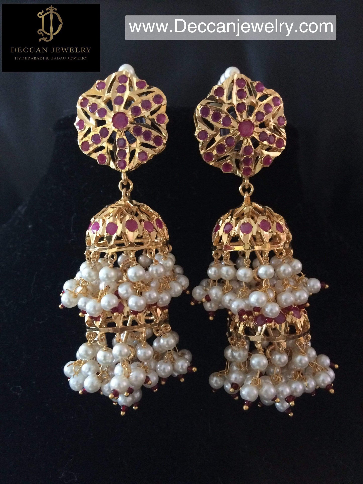 C14 Viya bridal choker set in rubies and pearls (SHIPS IN 4 WEEKS )