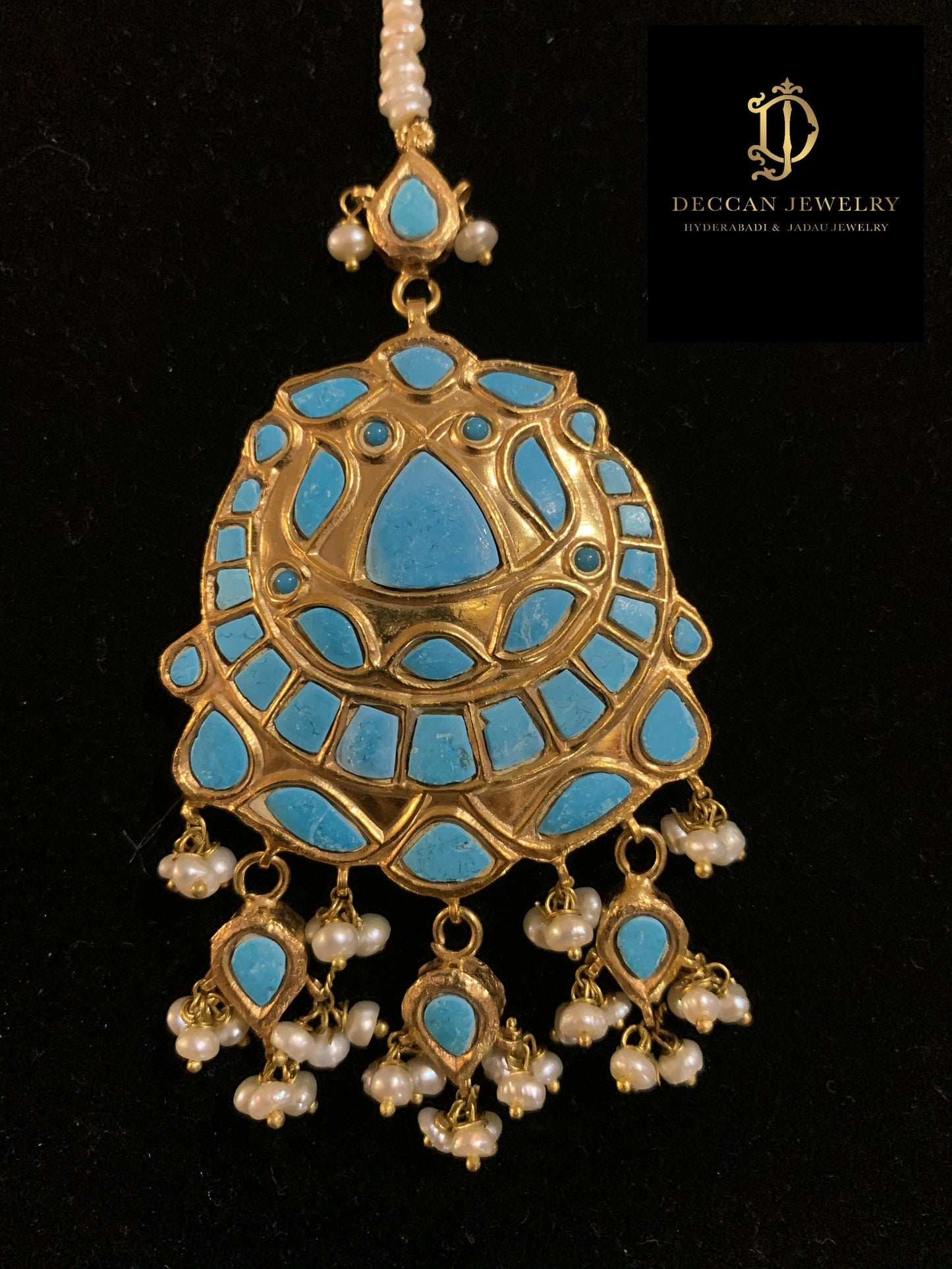 JTK1 Anuja jhoomar tika in feroza/ turquoise ( SHIPS IN 4 WEEKS )