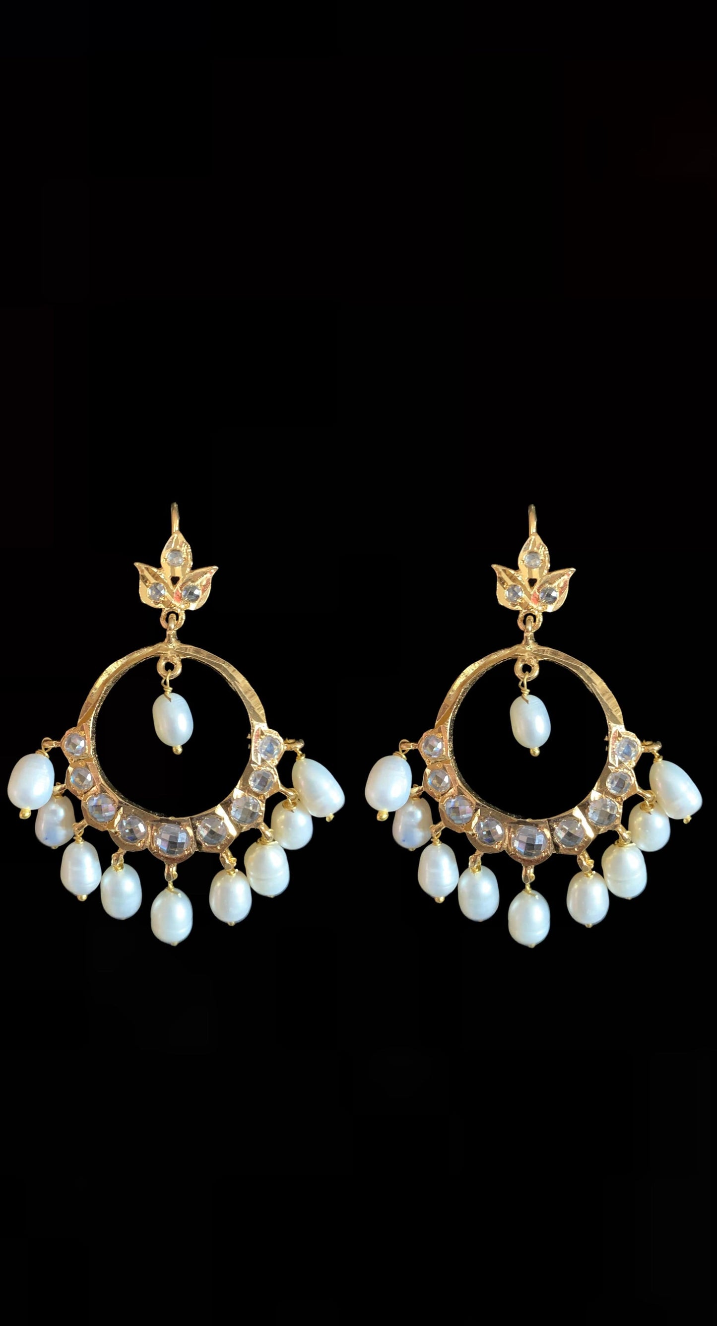 NS195 Barfi necklace with Chandbali in fresh water pearls ( READY TO SHIP )