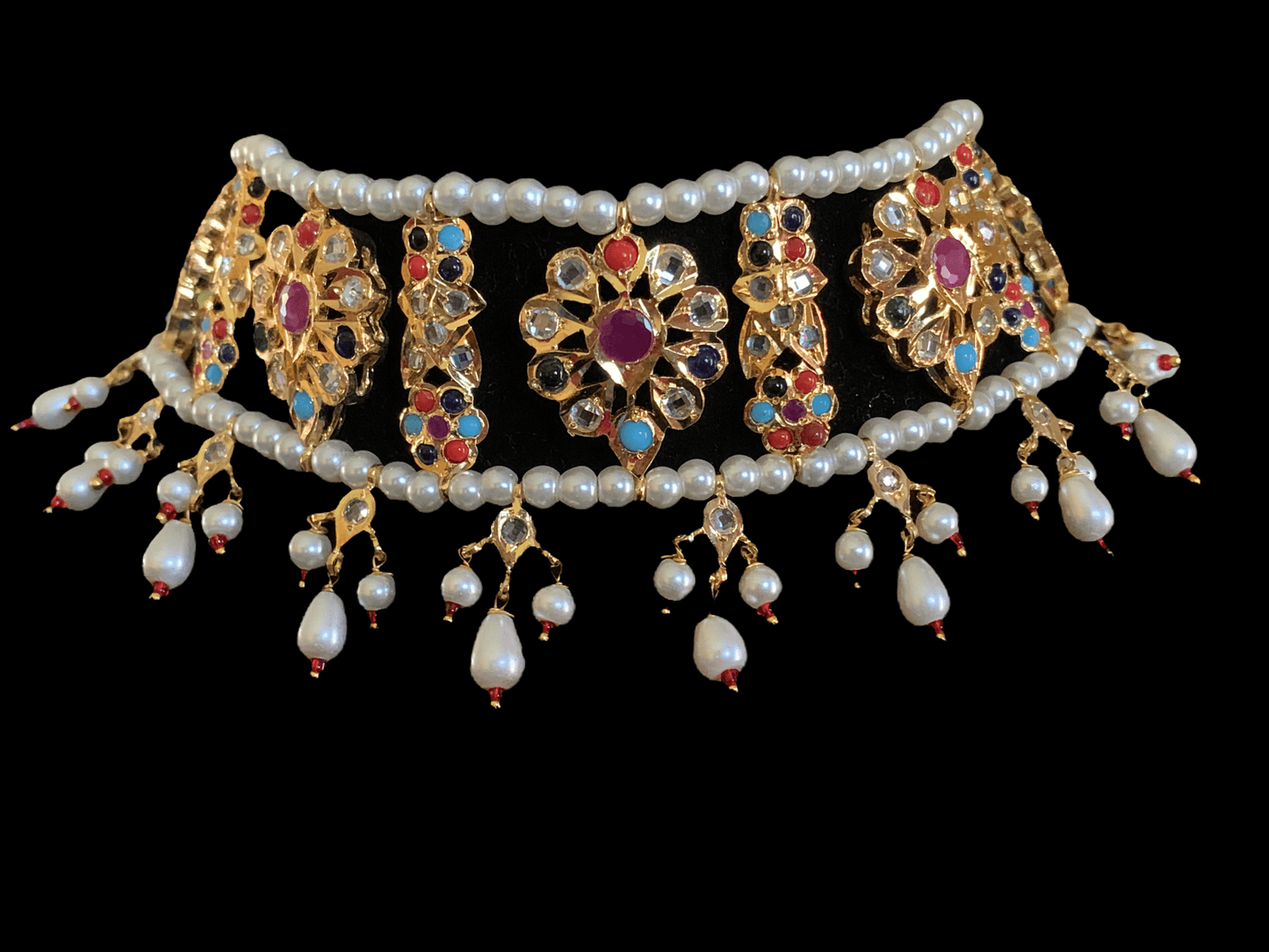 C2 Himah navratan choker with earrings ( READY TO SHIP )