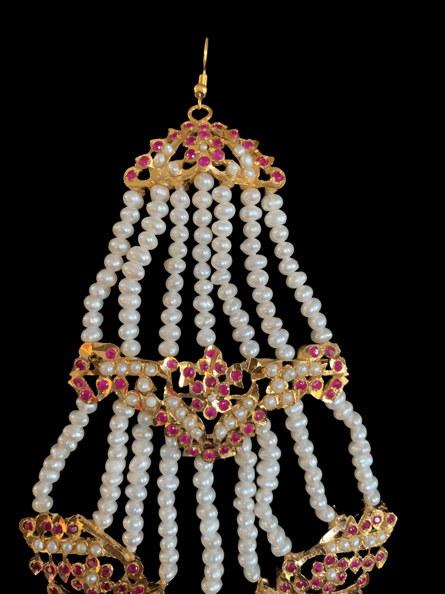 DJHR31 ASMITA jhoomar in fresh water pearls - Ruby ( READY TO SHIP )