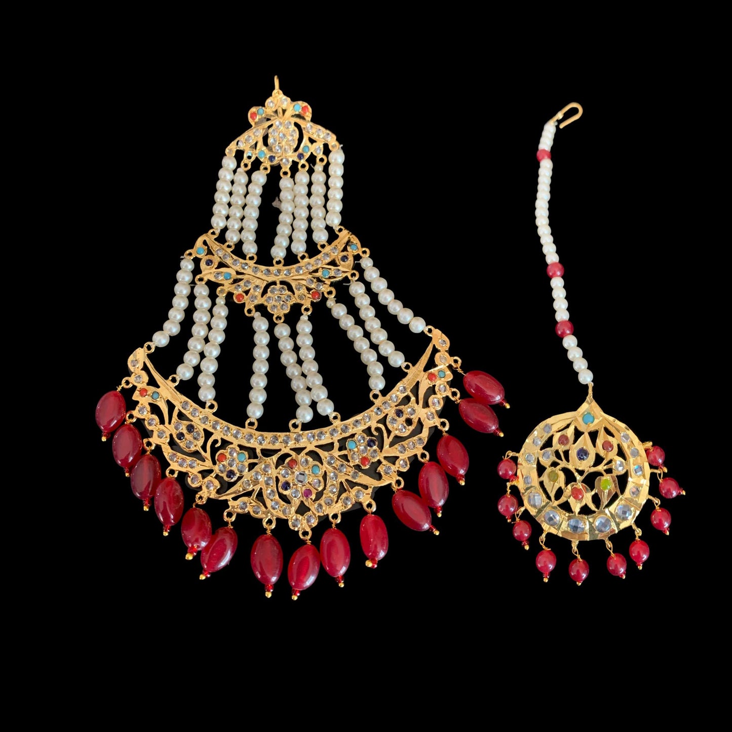 BR47 Navratan jadavi alcha hyderabadi bridal set (READY TO SHIP )