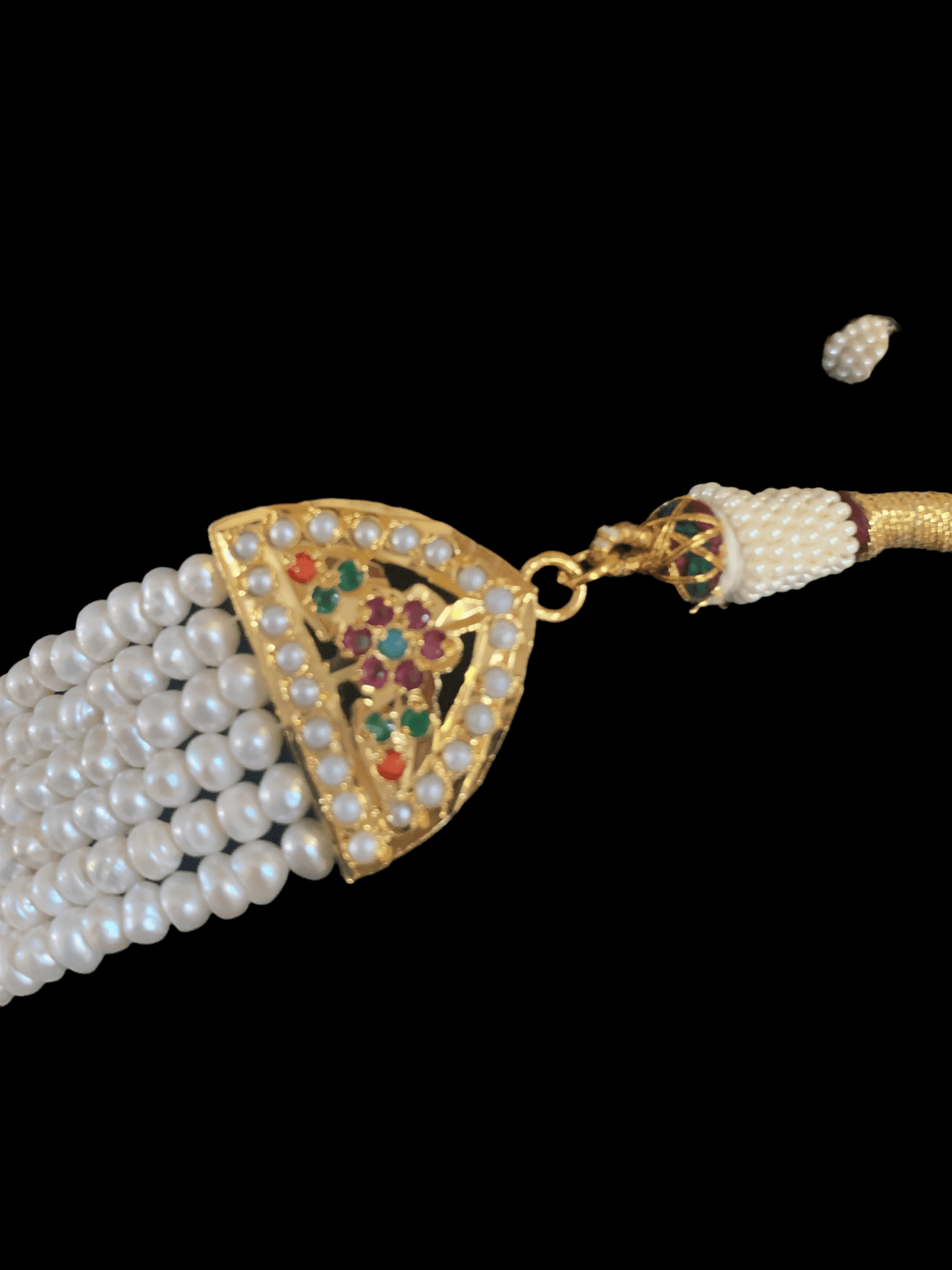 LN208 punjabi Jadau Rani haar in fresh water pearls ( READY TO SHIP )